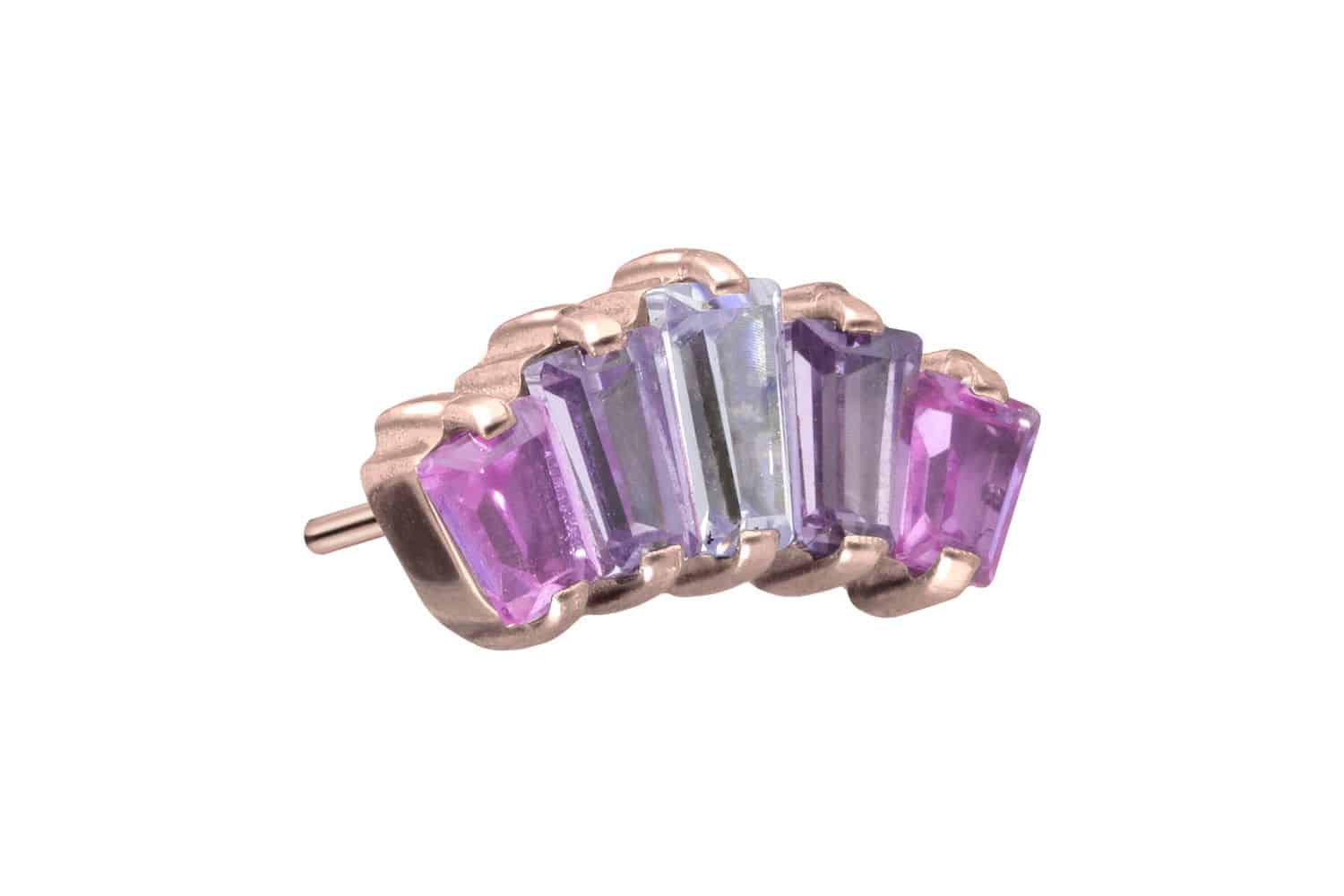 Titanium attachment with push pin 5 SETTED CRYSTAL RECTANGLES