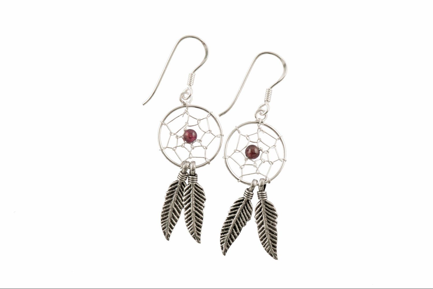 925 silver ear studs DREAMCATCHER + SEMIPRECIOUS STONE