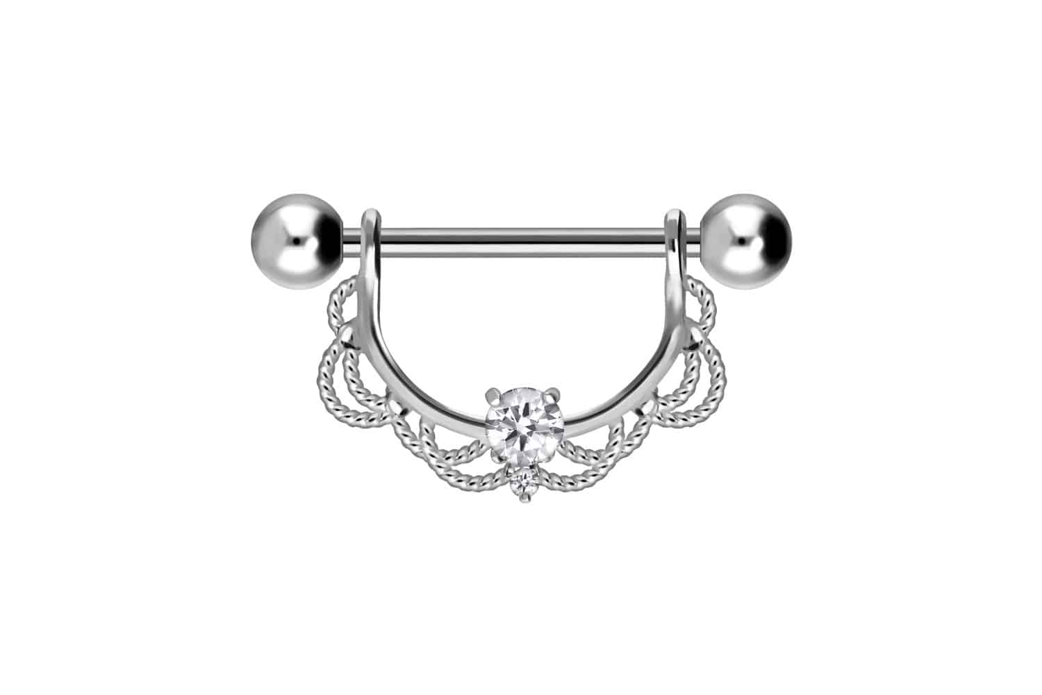 Surgical steel nipple piercing ORIENTAL DESIGN + CRYSTAL