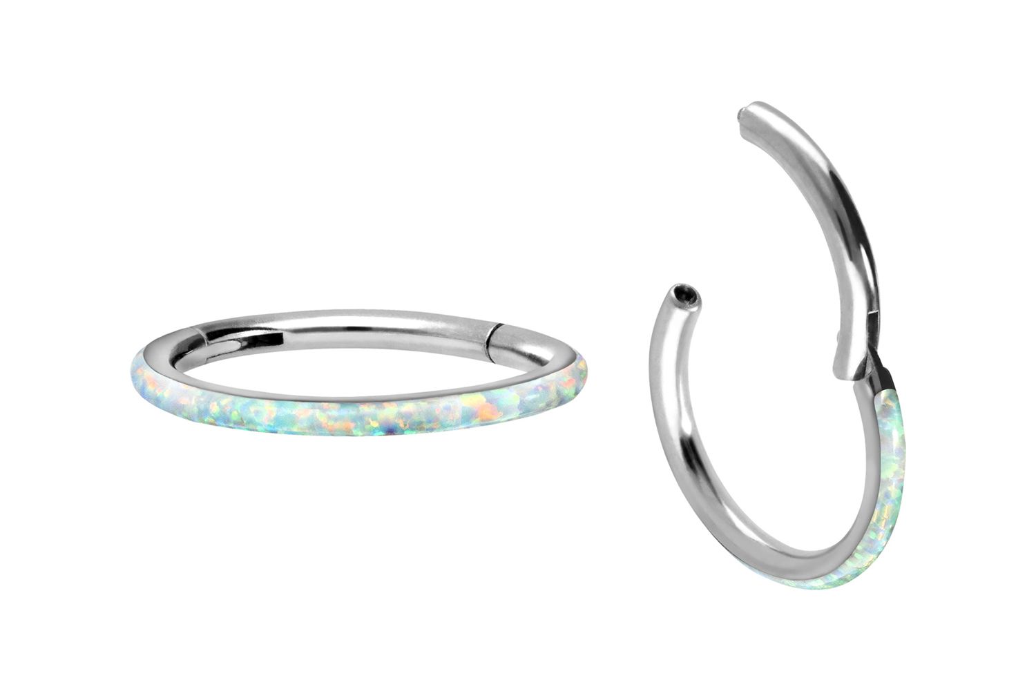 Titanium segment ring clicker SYNTHETIC OPAL