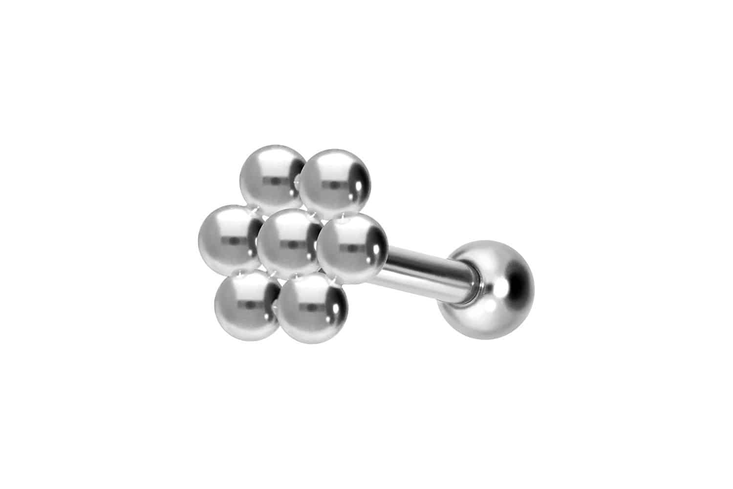 Titanium ear piercing with internal thread SPHERICAL HEXAGON