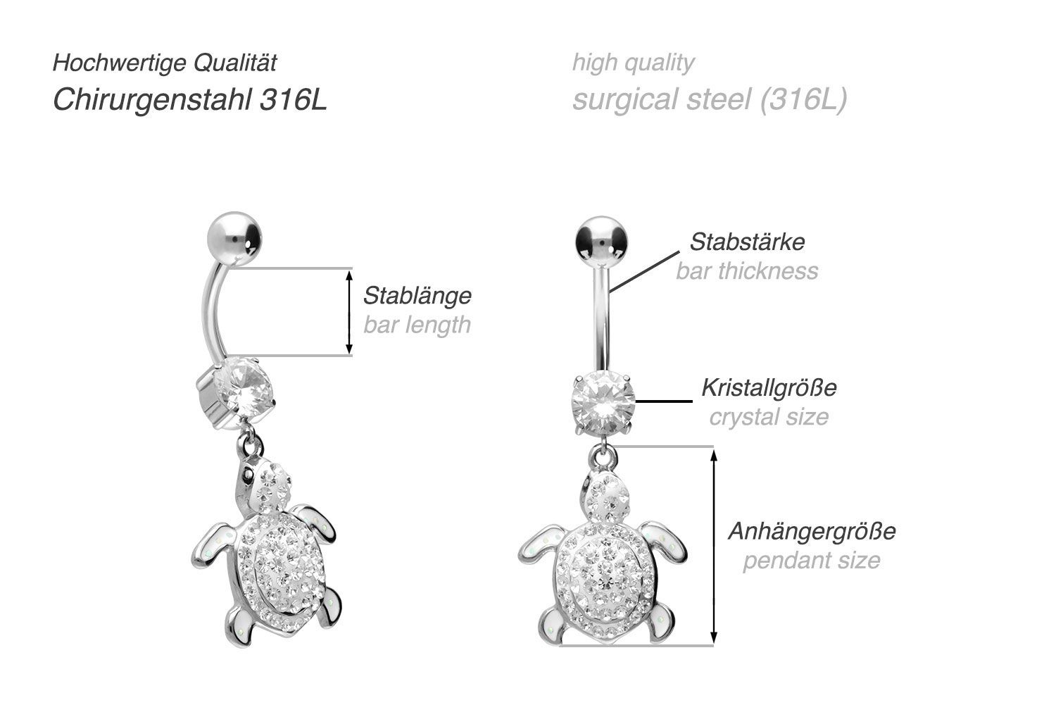 Surgical steel bananabell TURTLE