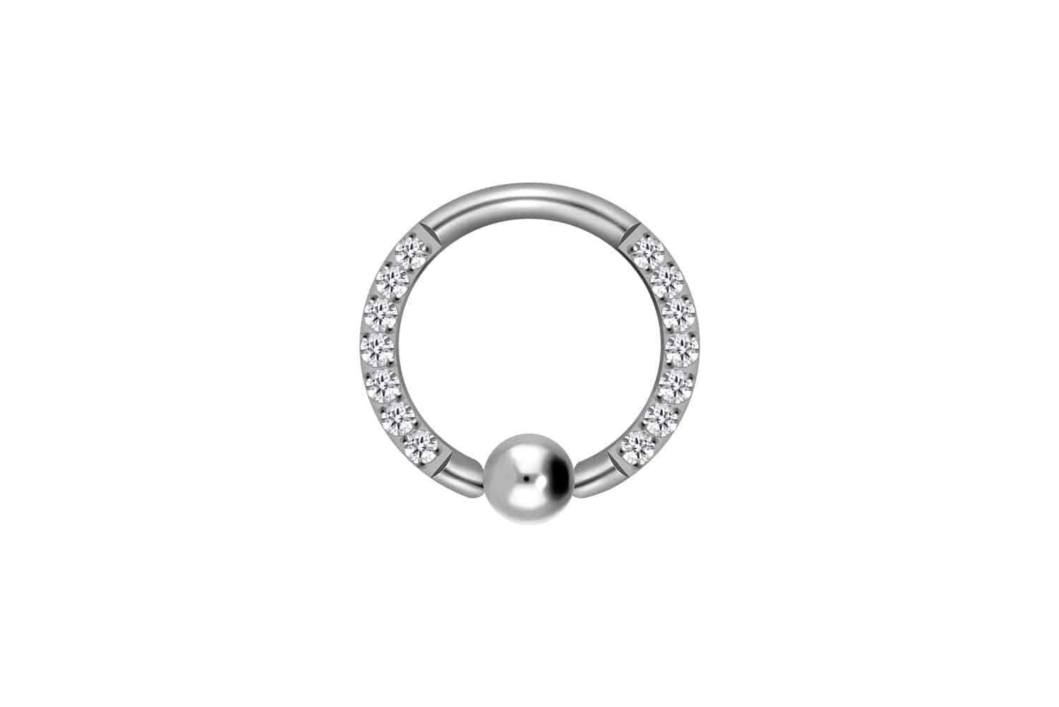 Titanium ball closure ring SETTED CRYSTALS