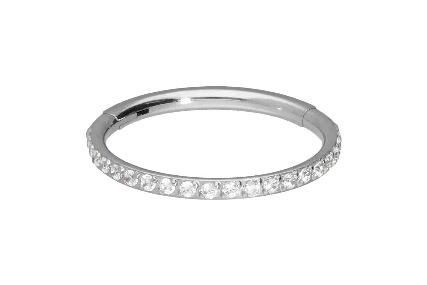 Titanium segment ring clicker SETTED CRYSTALS