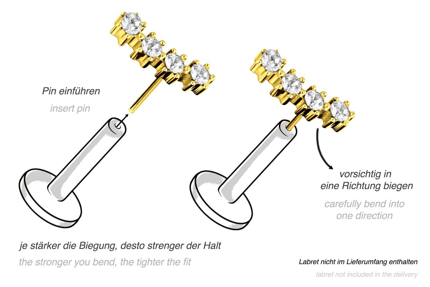 Titan Aufsatz mit Push Pin 4 EINGEFASSTE KRISTALLE