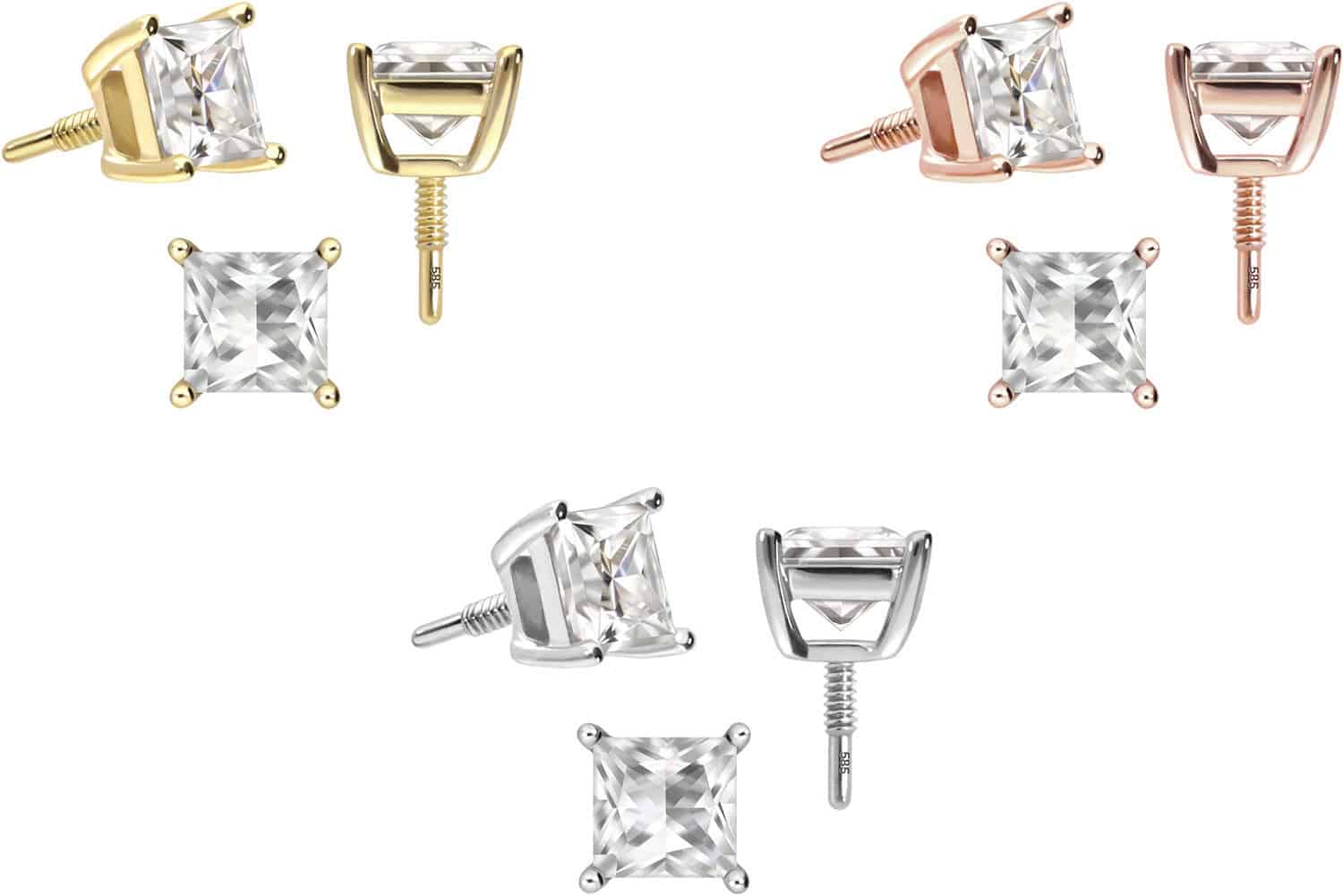 14 carat gold screw-in attachment with external thread MOISSANITE SQUARE