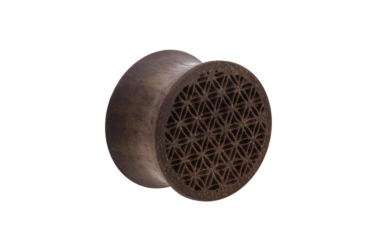 Wood Double Flared Plug FLOWER OF LIFE ++SALE++