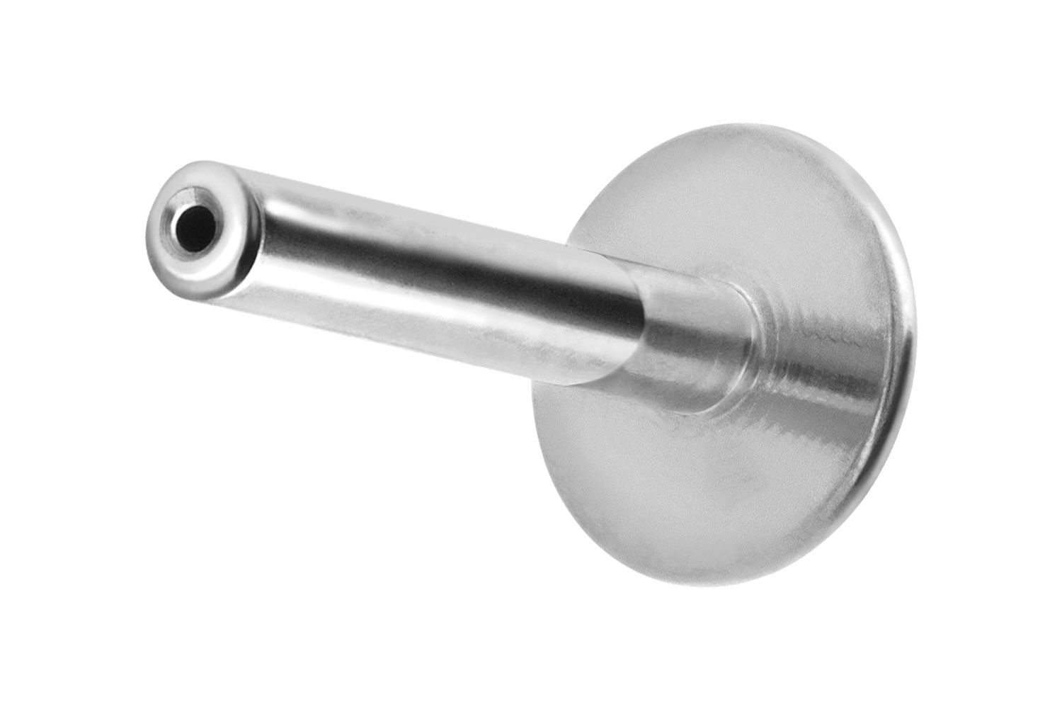 Titanium labret with push fit without ball ROUNDED PLATE