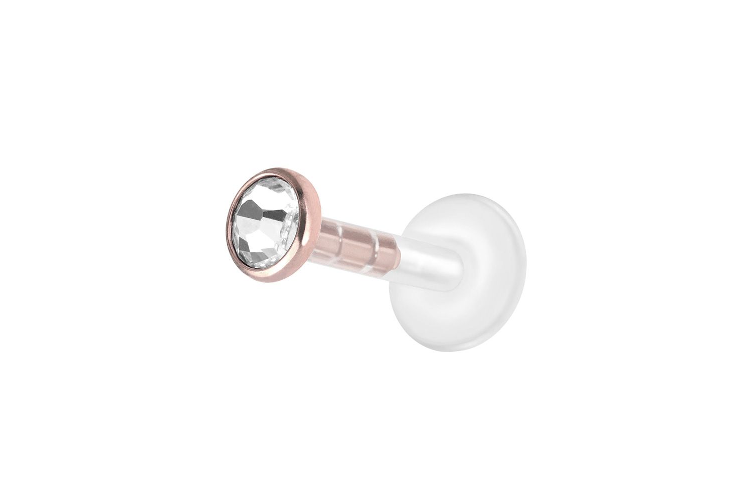 PMFK Labret mit Plug-in System + Chirurgenstahl-Aufsatz FLACHER KRISTALL