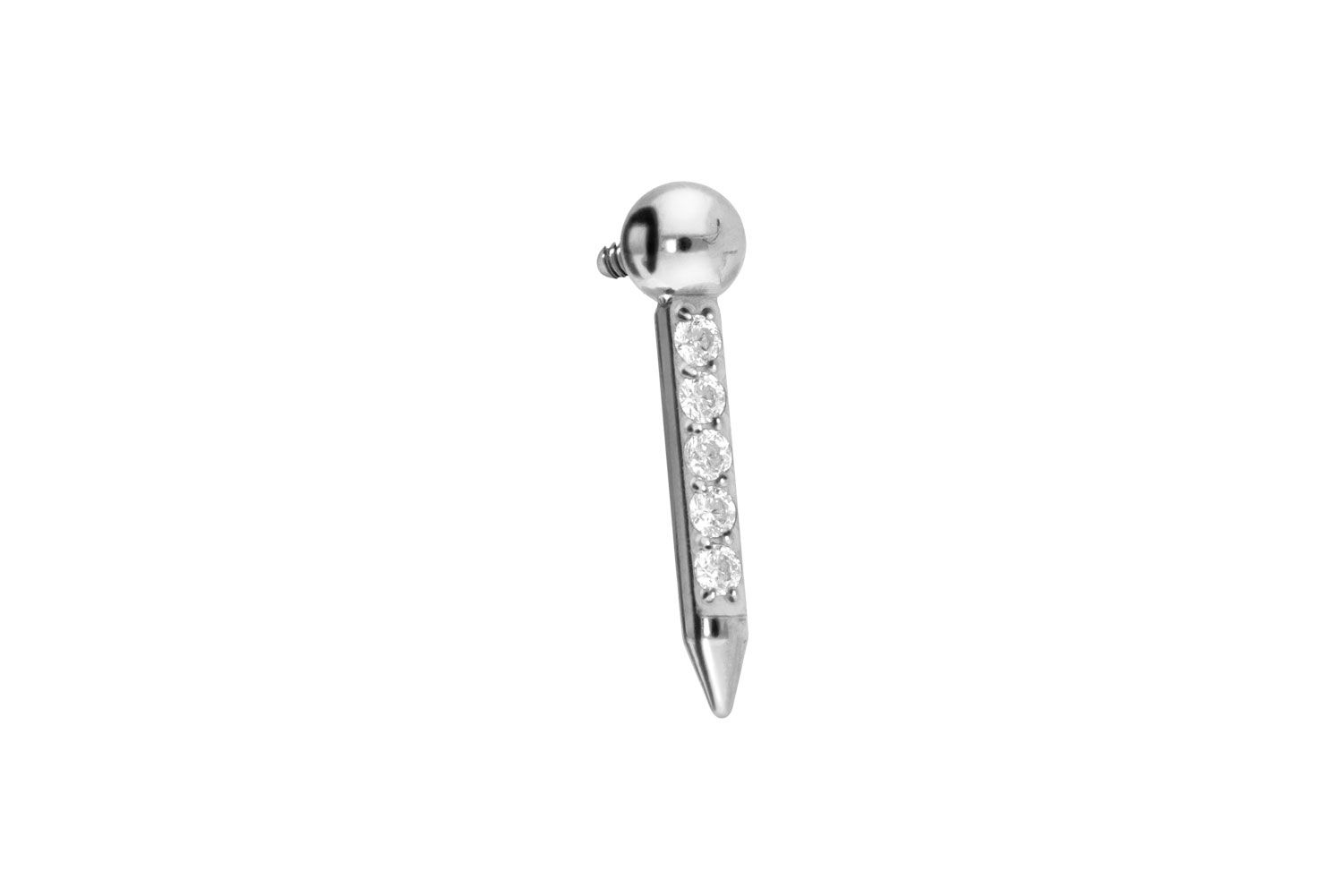 Titanium screw-in attachment with external thread NAIL + SETTED CRYSTALS