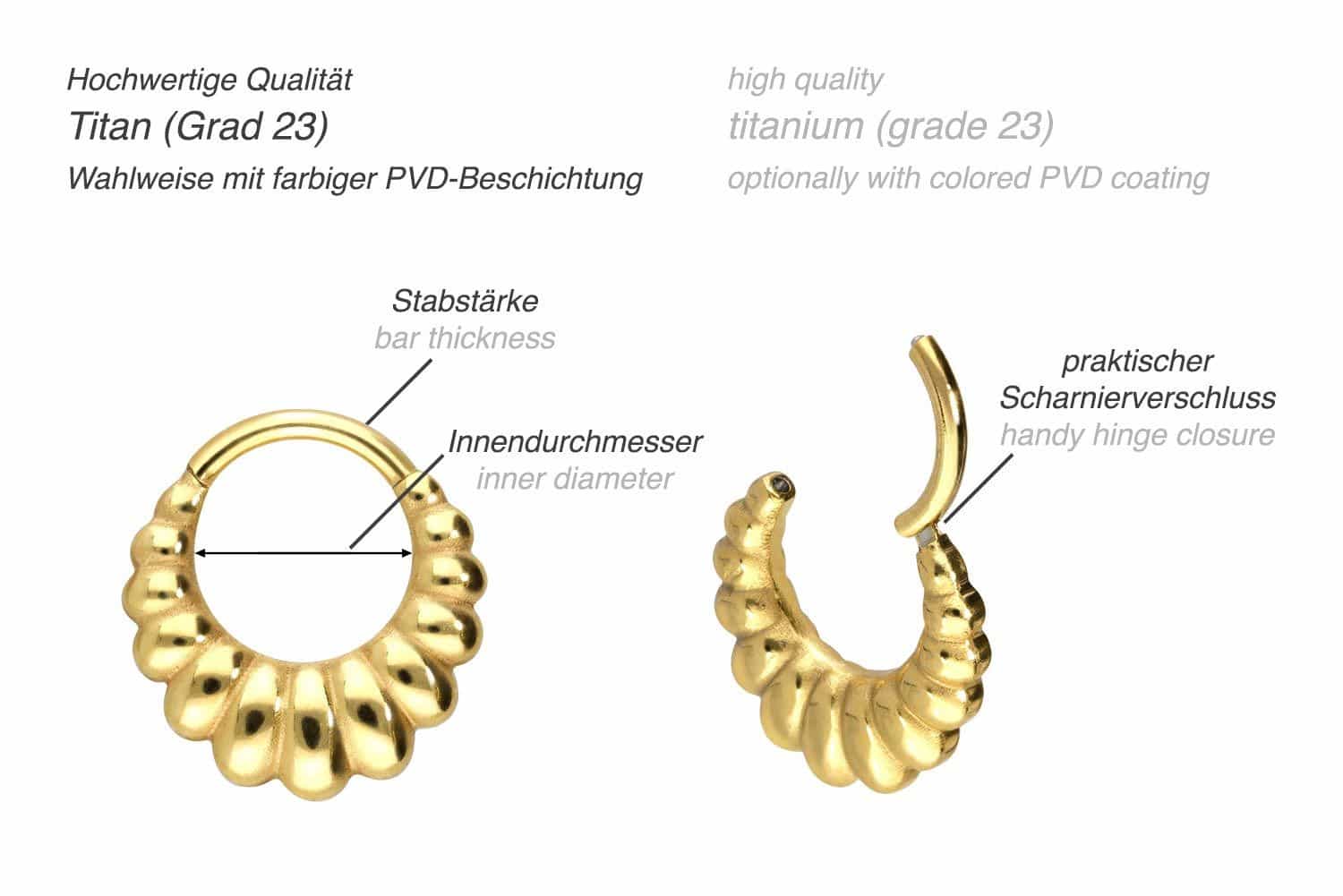 Titanium segment ring clicker SHELL DESIGN