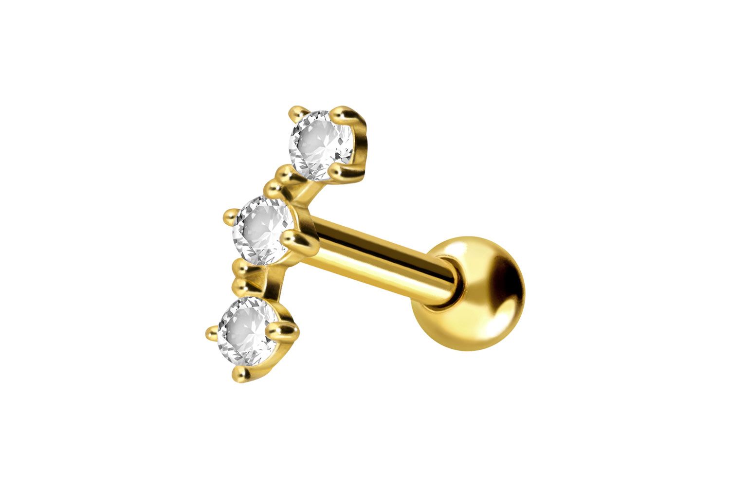 18 Karat Gold Ohrpiercing 3 KRISTALLE