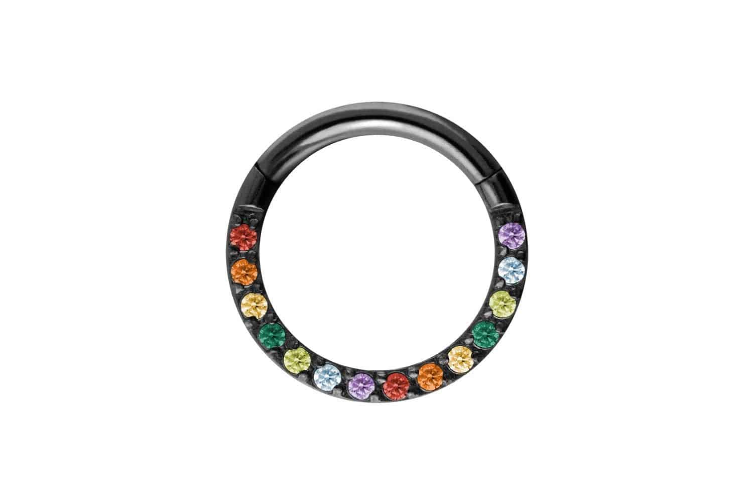 Titanium segment ring clicker SETTED MULTICOLORED CRYSTALS