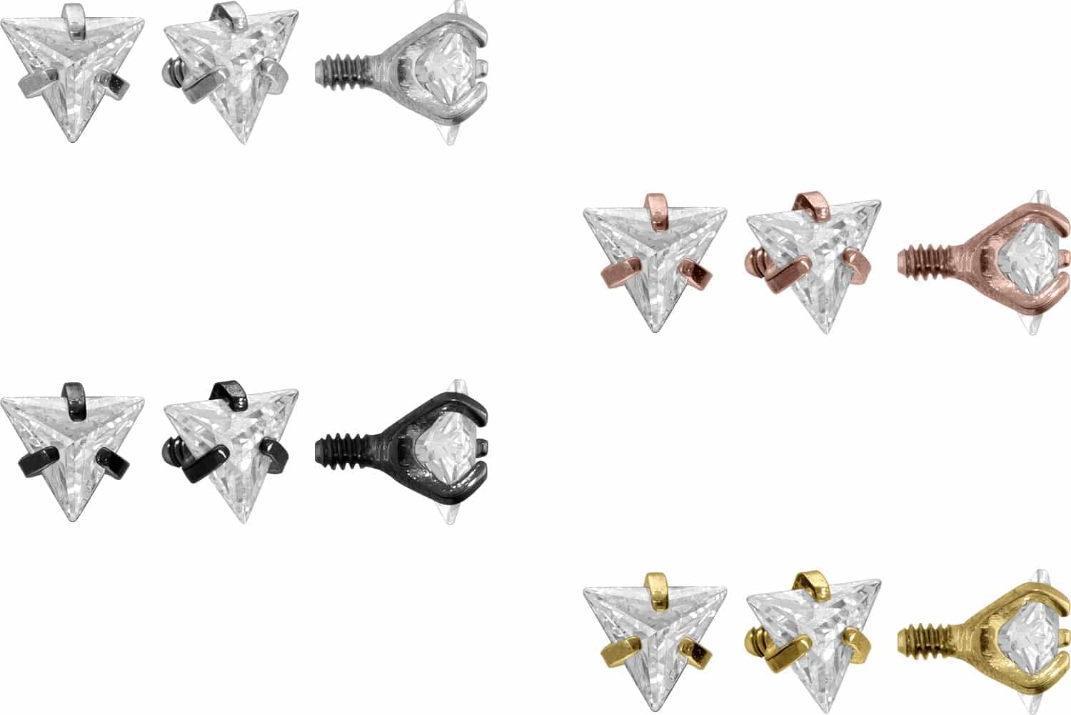 Titanium screw-in attachment with external thread SETTED CRYSTAL TRIANGLE