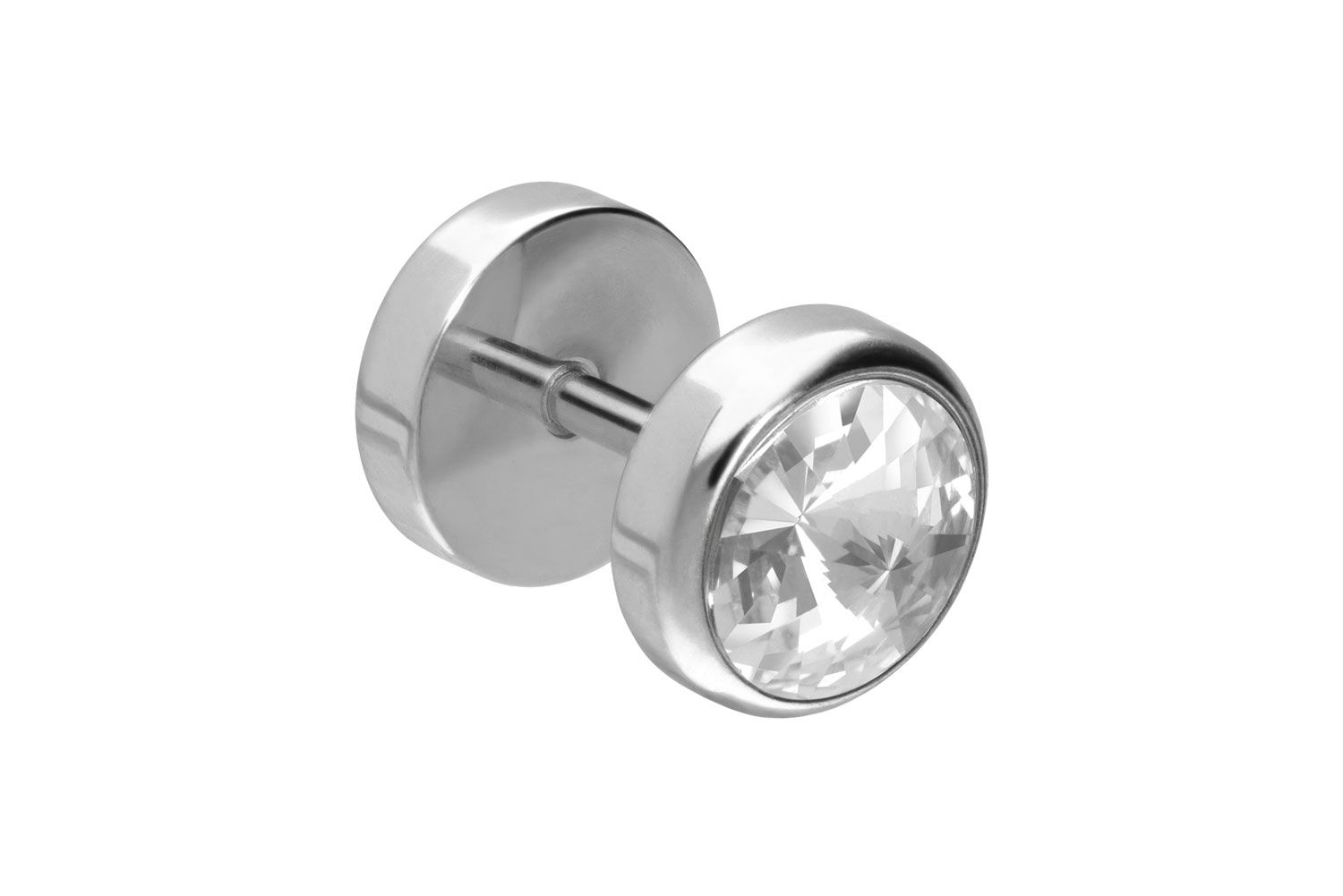 Surgical steel fake plug BIG CRYSTAL