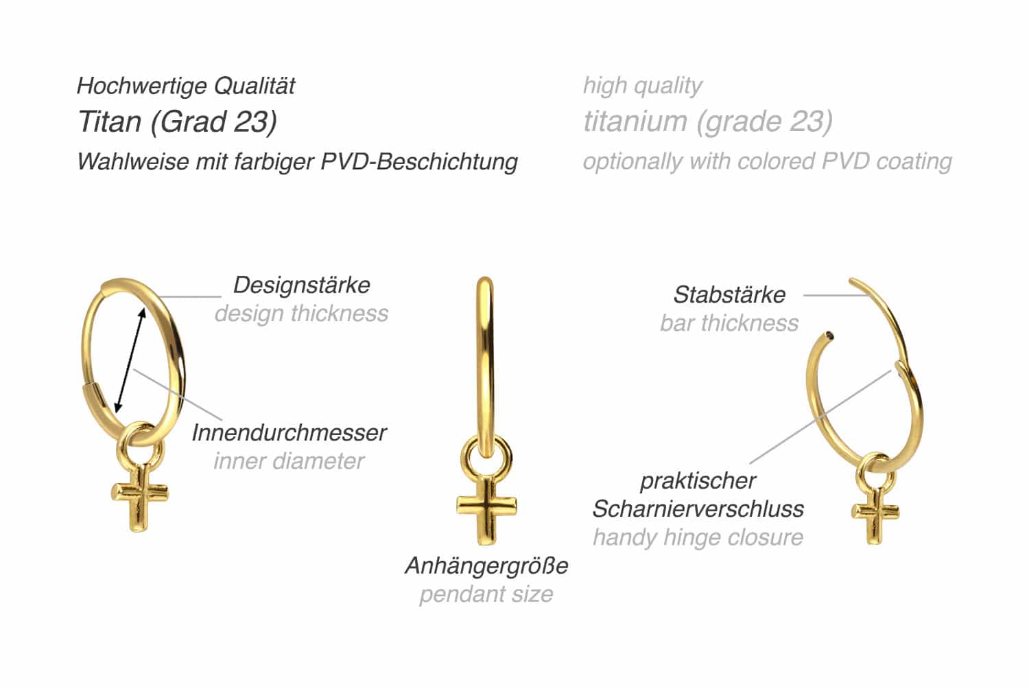 Titanium ear clicker creoles CROSS