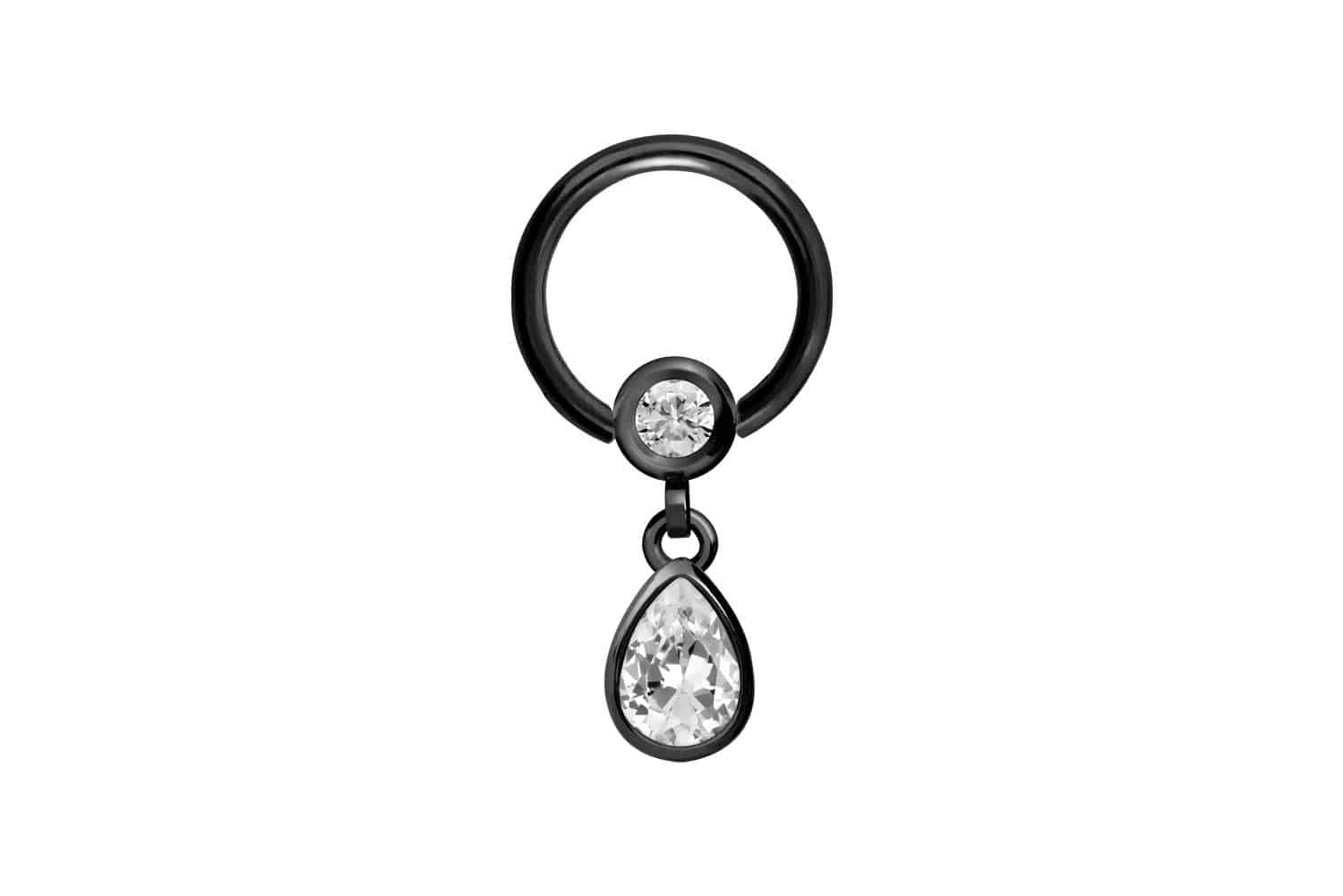 Surgical steel ball closure ring CRYSTAL DROP