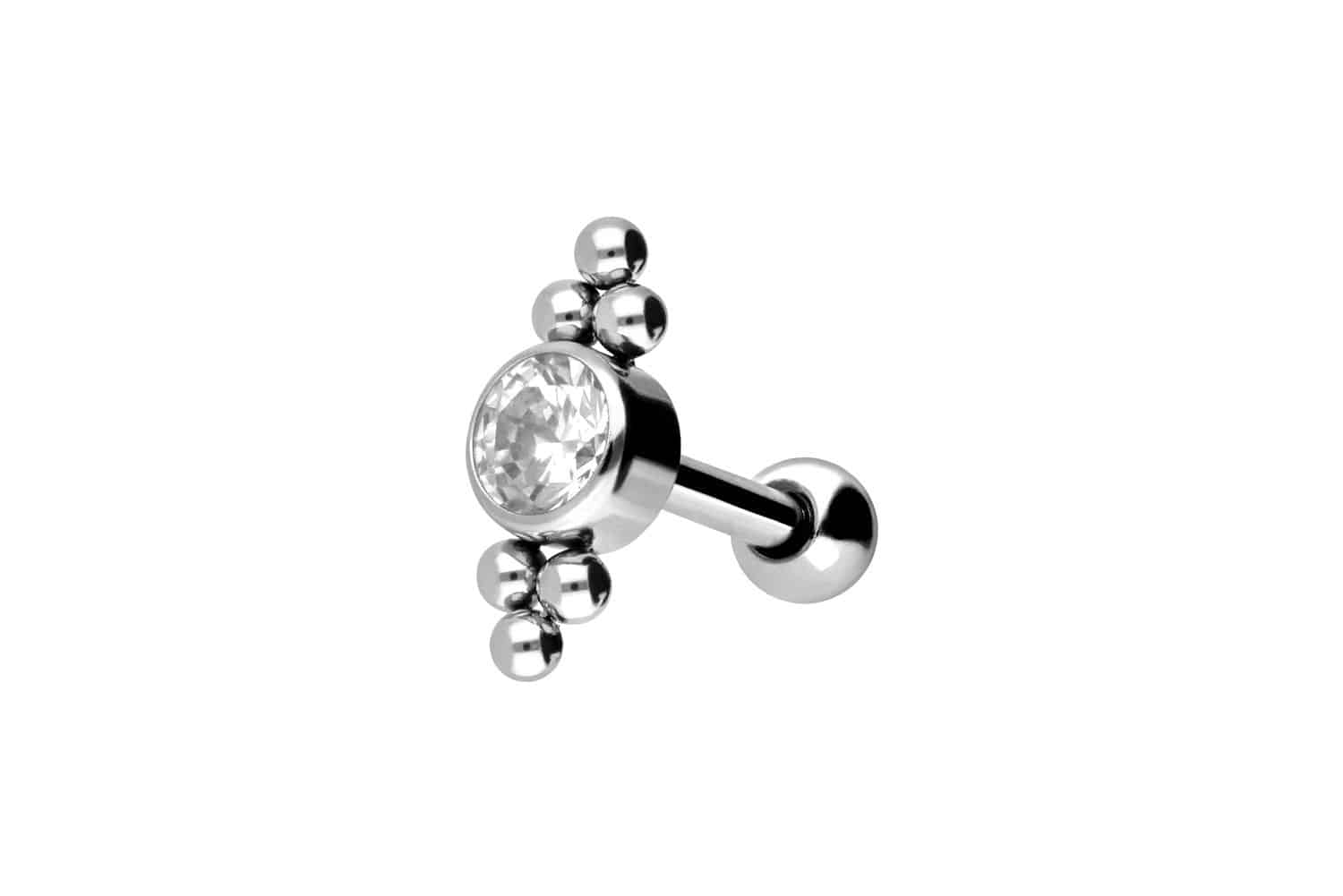 Surgical steel ear piercing CRYSTAL + BALLS