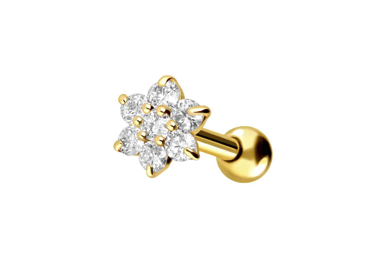 18 Karat Gold Ohrpiercing KRISTALLBLUME