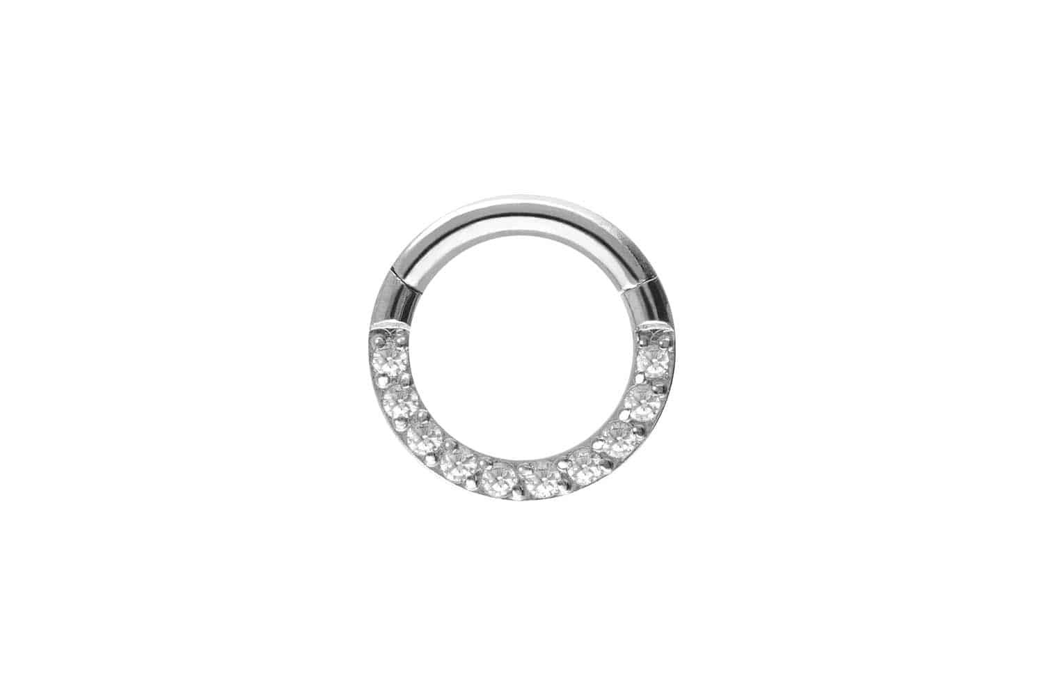 Titanium segment ring clicker SETTED CRYSTALS