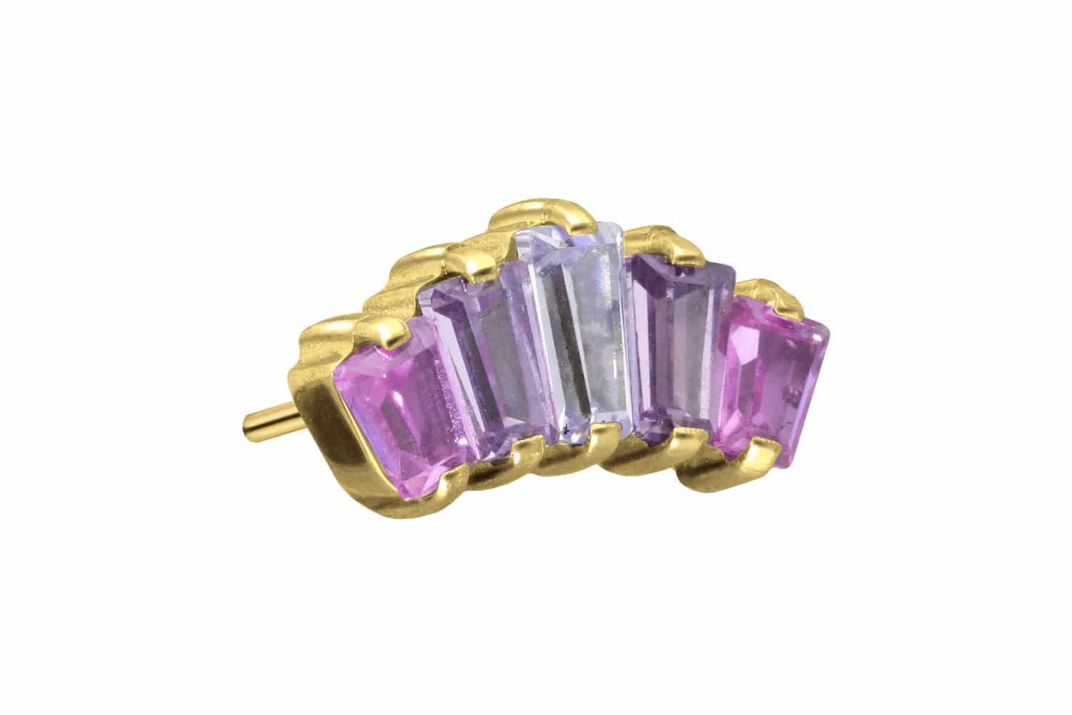 Titanium attachment with push pin 5 SETTED CRYSTAL RECTANGLES