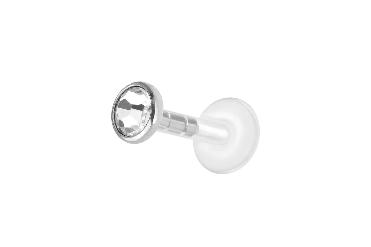 PMFK Labret mit Plug-in System + Chirurgenstahl-Aufsatz FLACHER KRISTALL