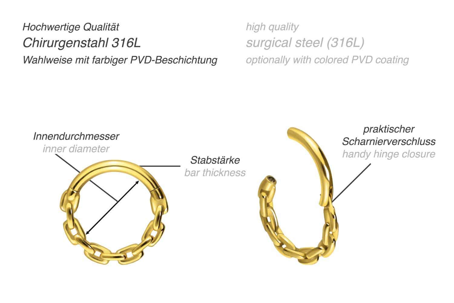 Chirurgenstahl Segmentring Clicker KETTEN-DESIGN