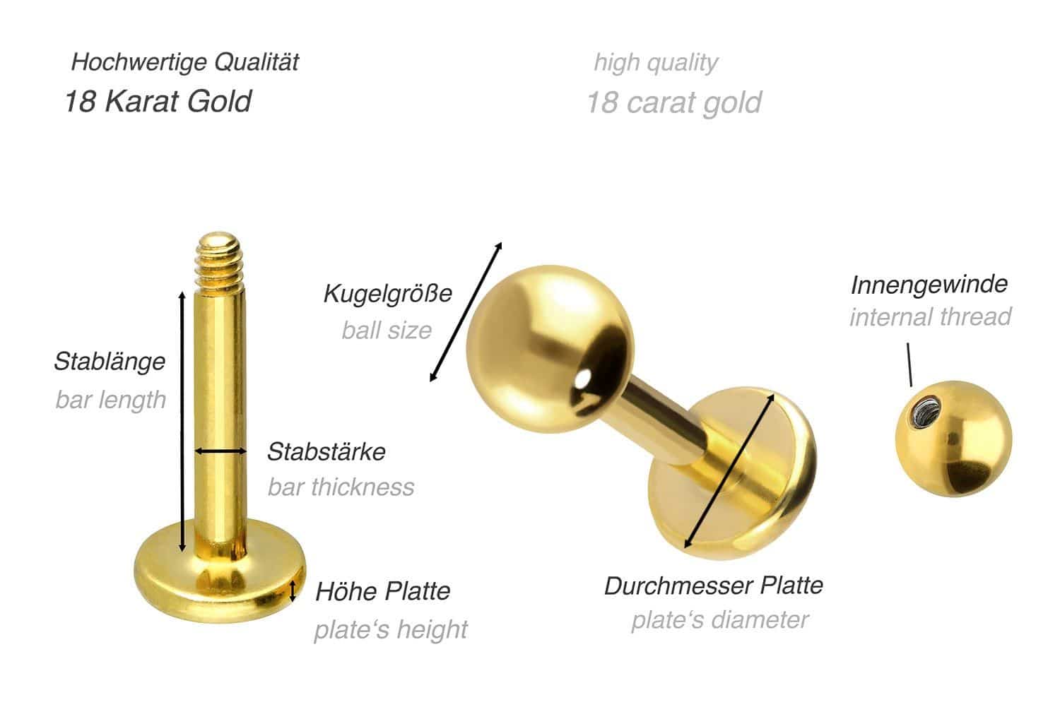 18 Karat Gold Labret