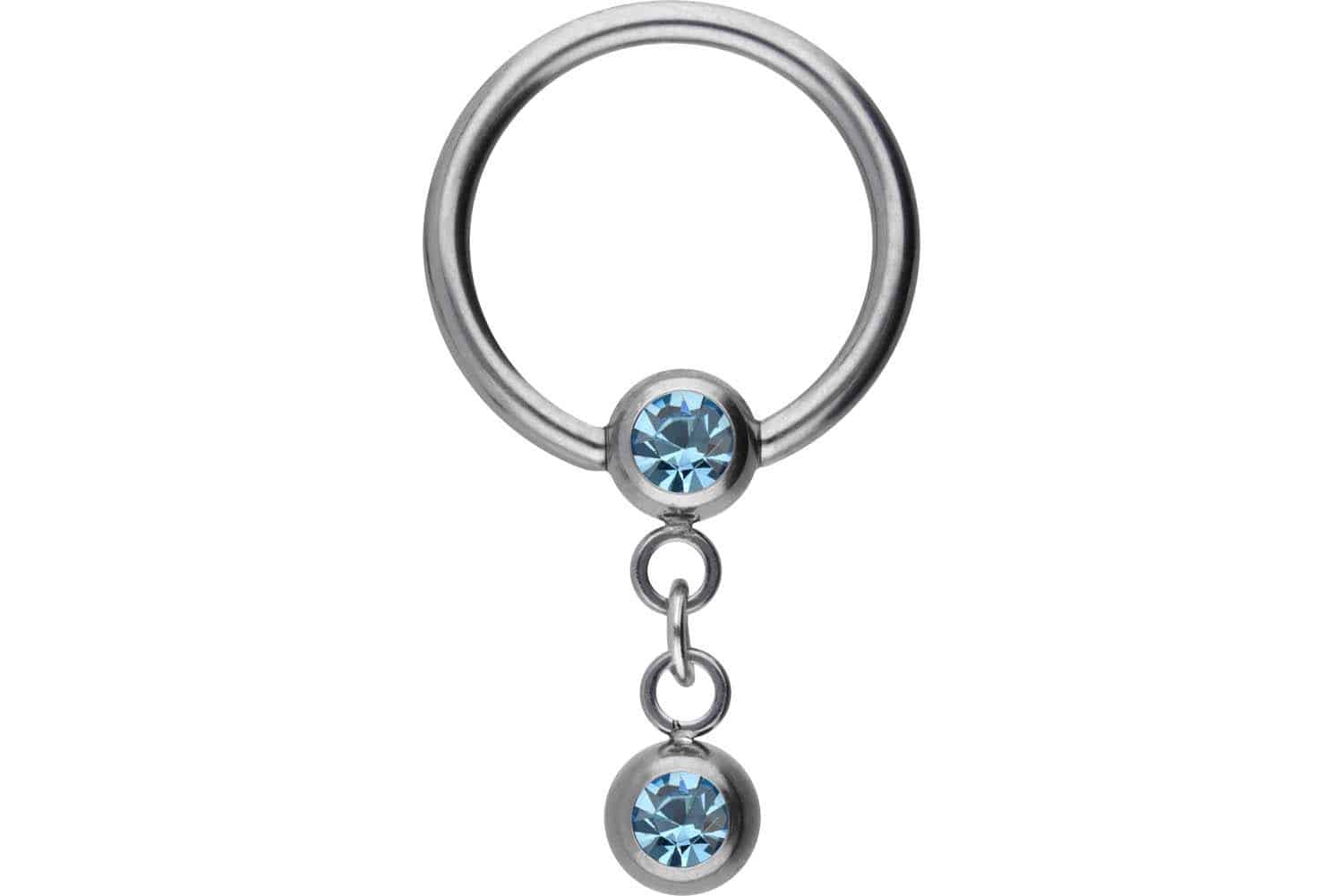 Titanium ball closure ring TWO CRYSTALS ++SALE++