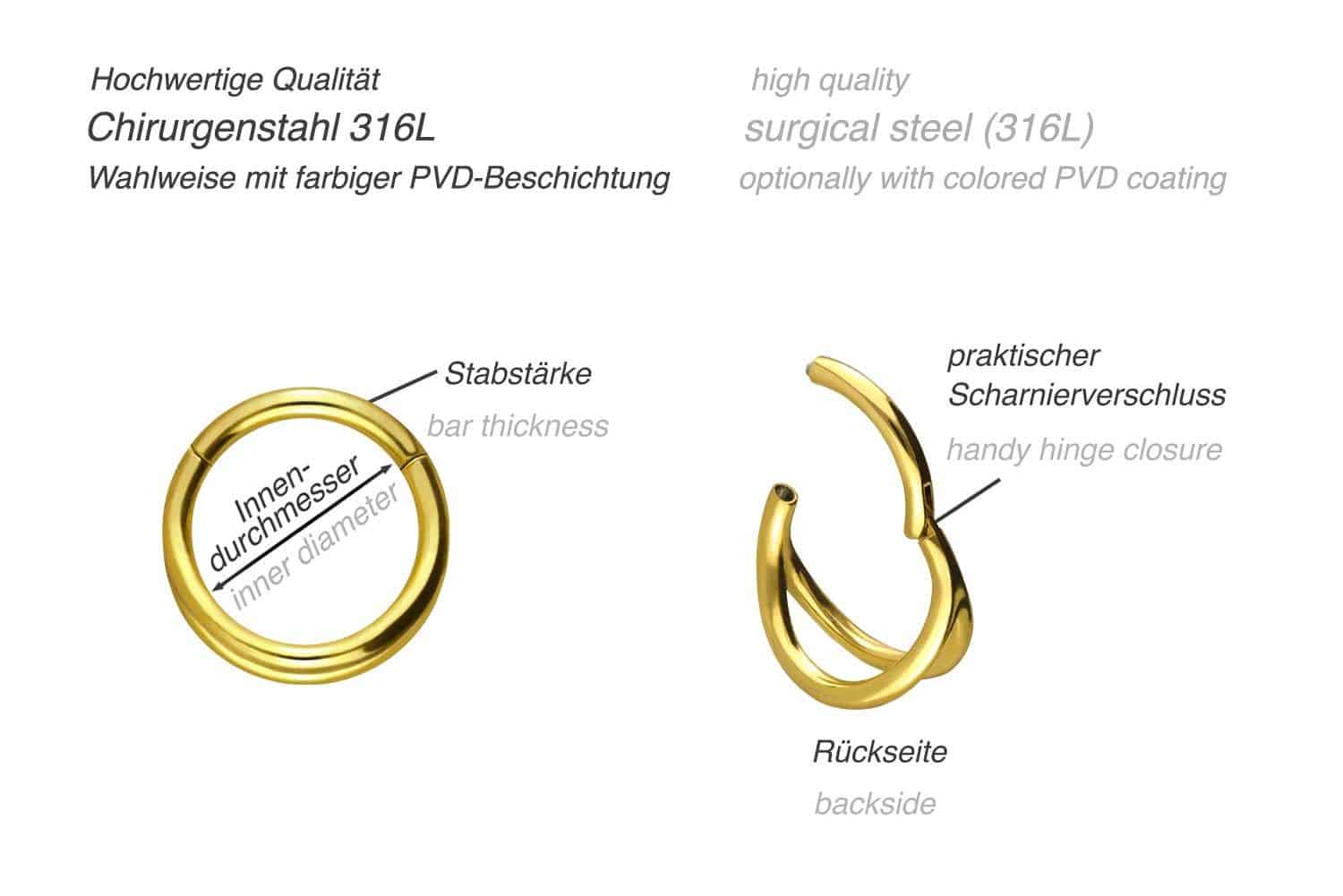 Chirurgenstahl Segmentring Clicker 2 RINGE