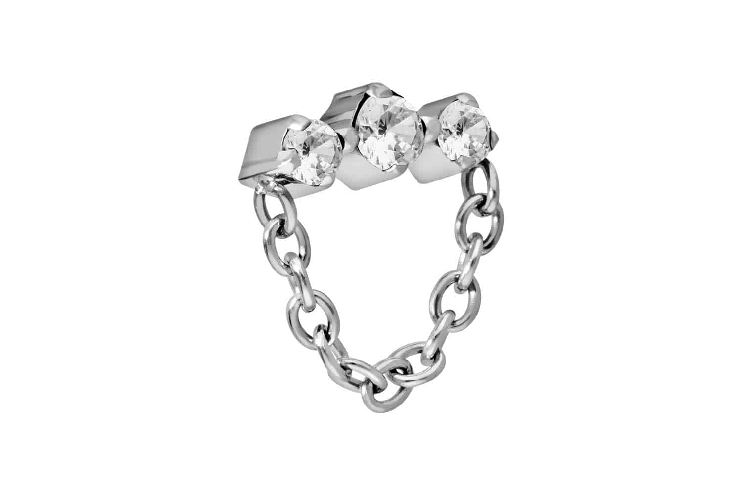 Titanium screw-in attachment with external thread 3 SETTED CRYSTALS + CHAIN