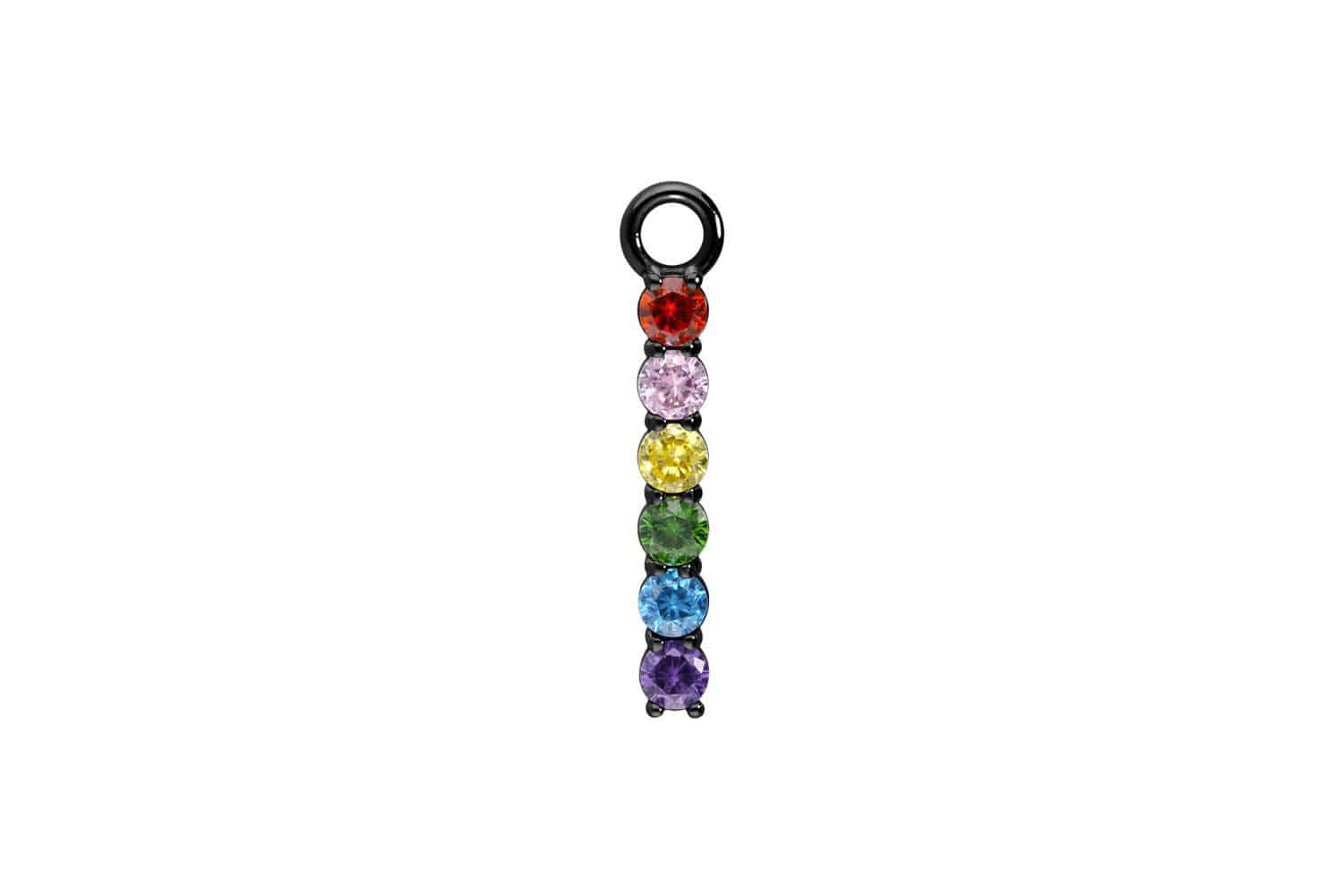 Surgical steel pendant for clickers MULTICOLORED CRYSTAL BAR