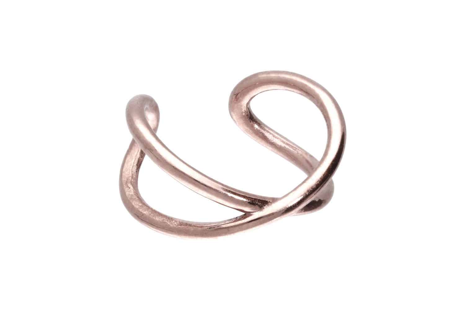 Surgical steel fake ear cuff 2 RING CROSSED
