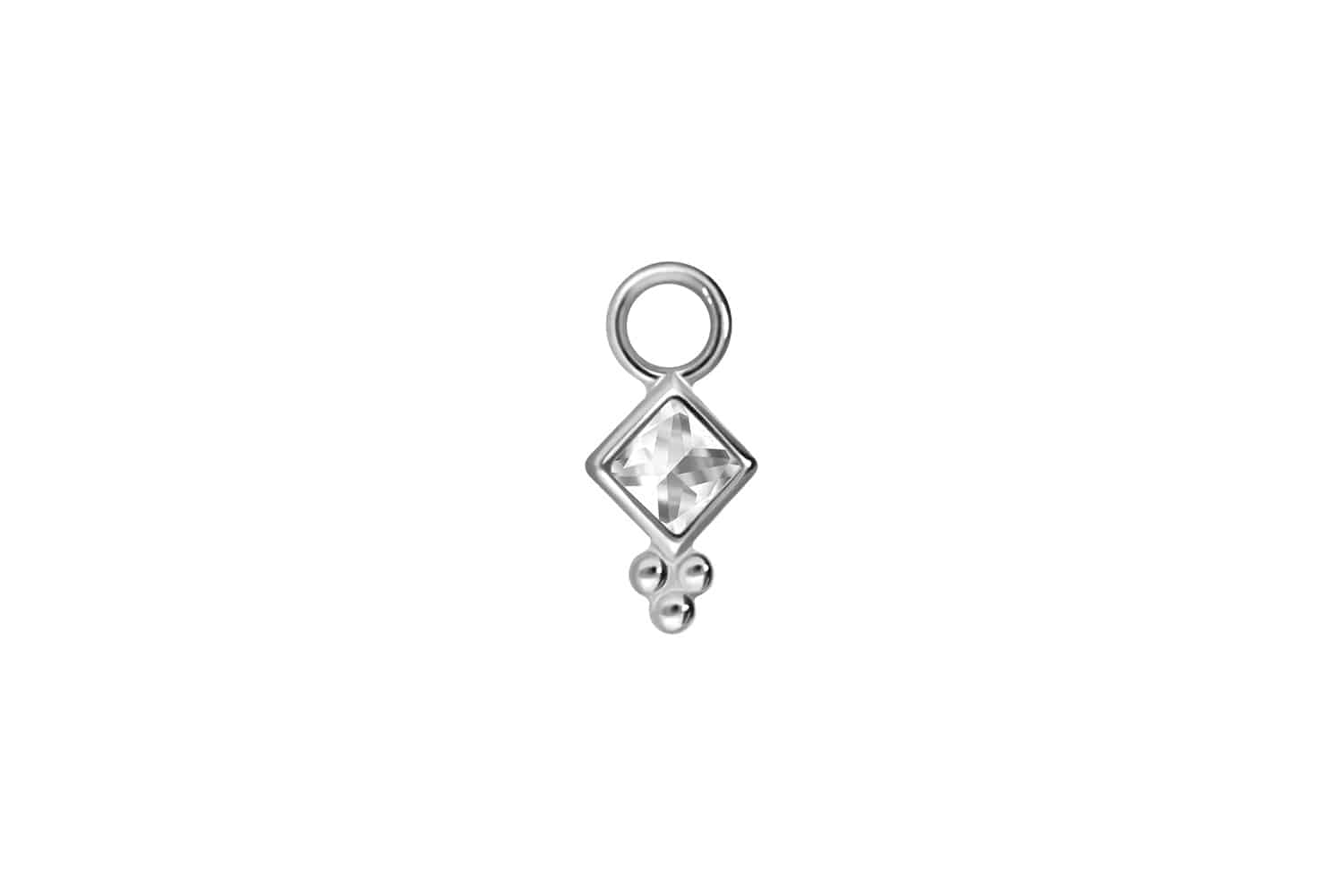 Surgical steel pendant for clickers CRYSTAL SQUARE + BALLS