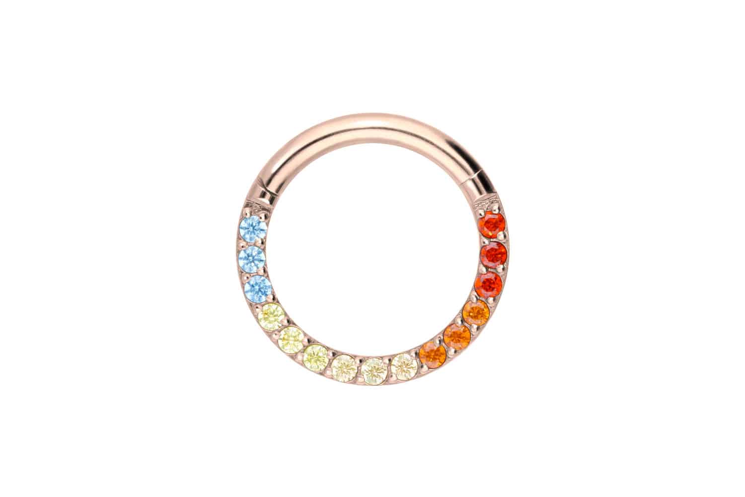 Titanium segment ring clicker SETTED MULTICOLORED CRYSTALS