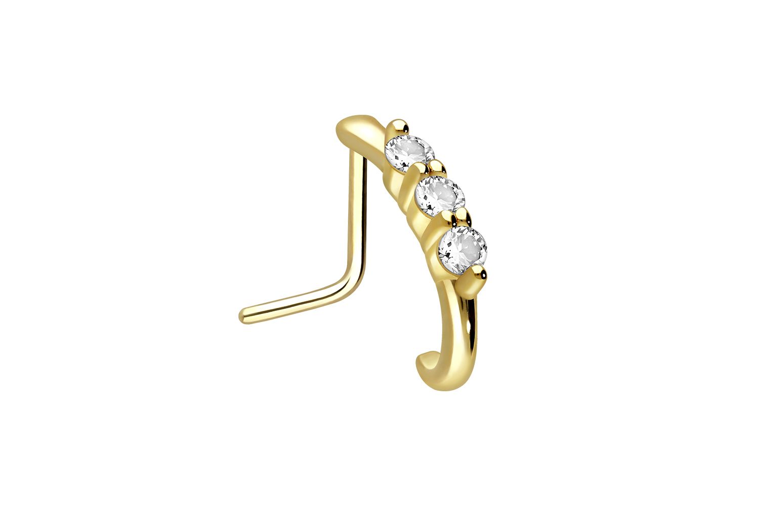 18 carat gold nose stud THREE BIG CRYSTALS