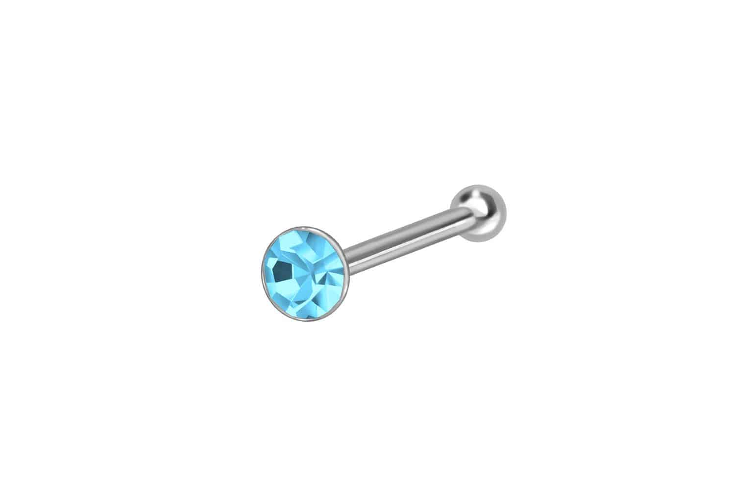 925 silver nose stud pin ROUND CRYSTAL