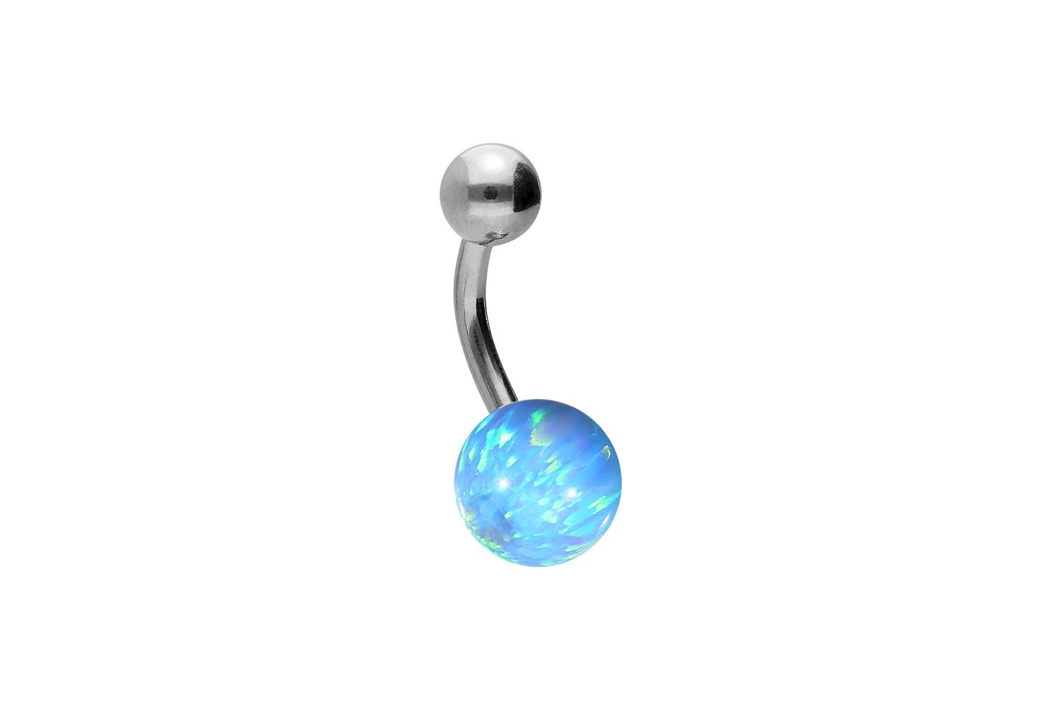 Surgical steel bananabell SYNTHETIC OPAL + SURGICAL STEEL BALL