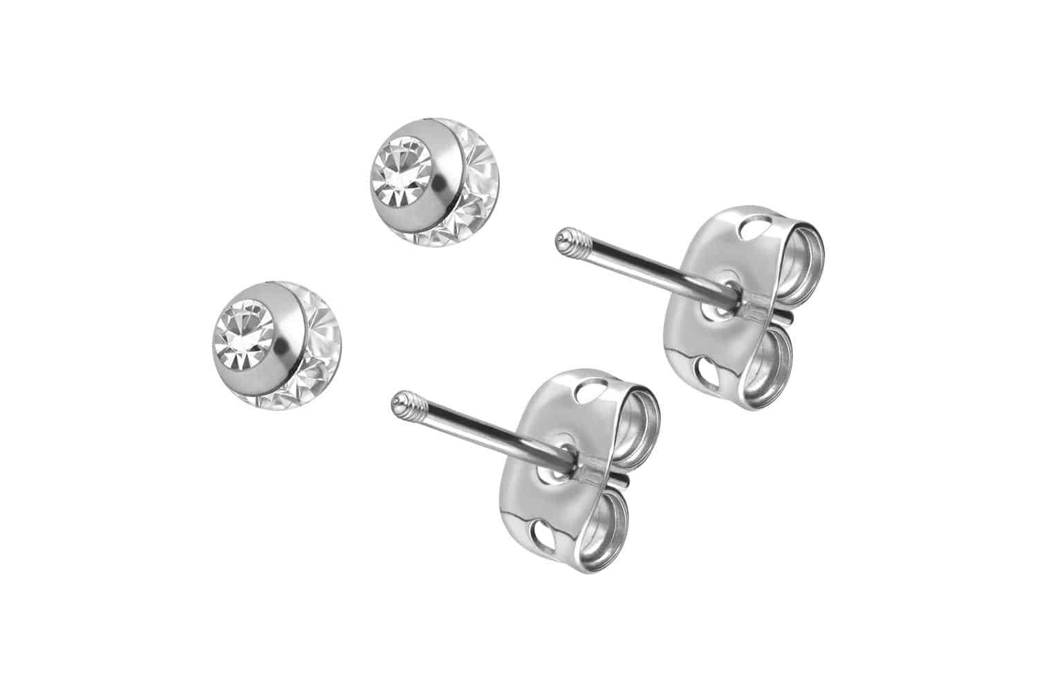 Titanium ear studs EPOXY RING BALL + CRYSTAL