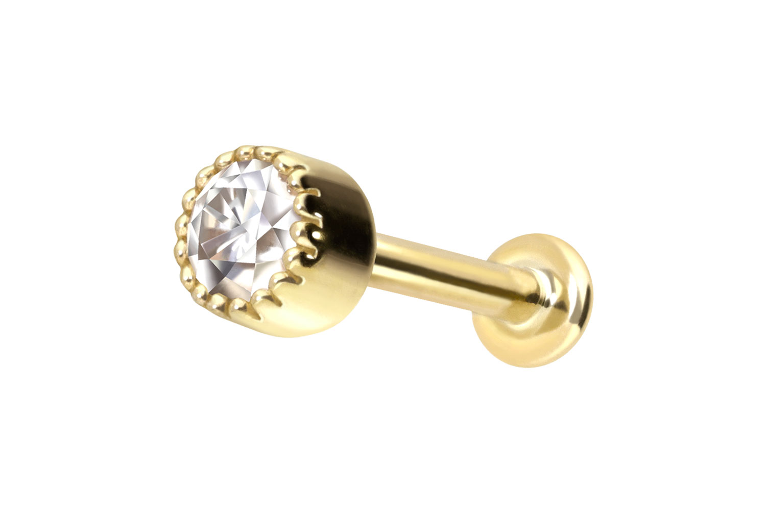 14 Karat Gold Labret mit Push Fit MOISSANIT-DISC