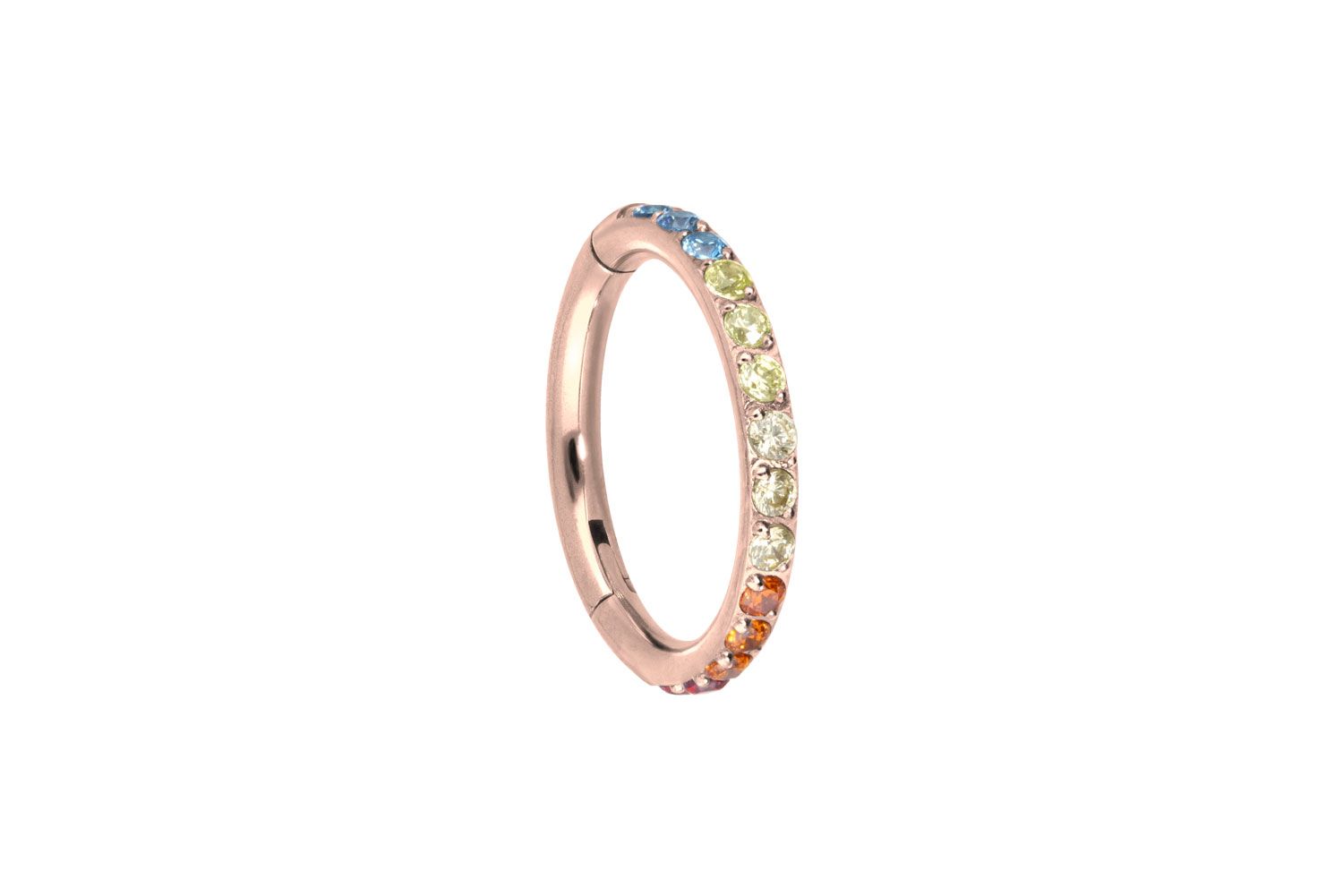 Titanium segment ring clicker SETTED MULTICOLORED CRYSTALS