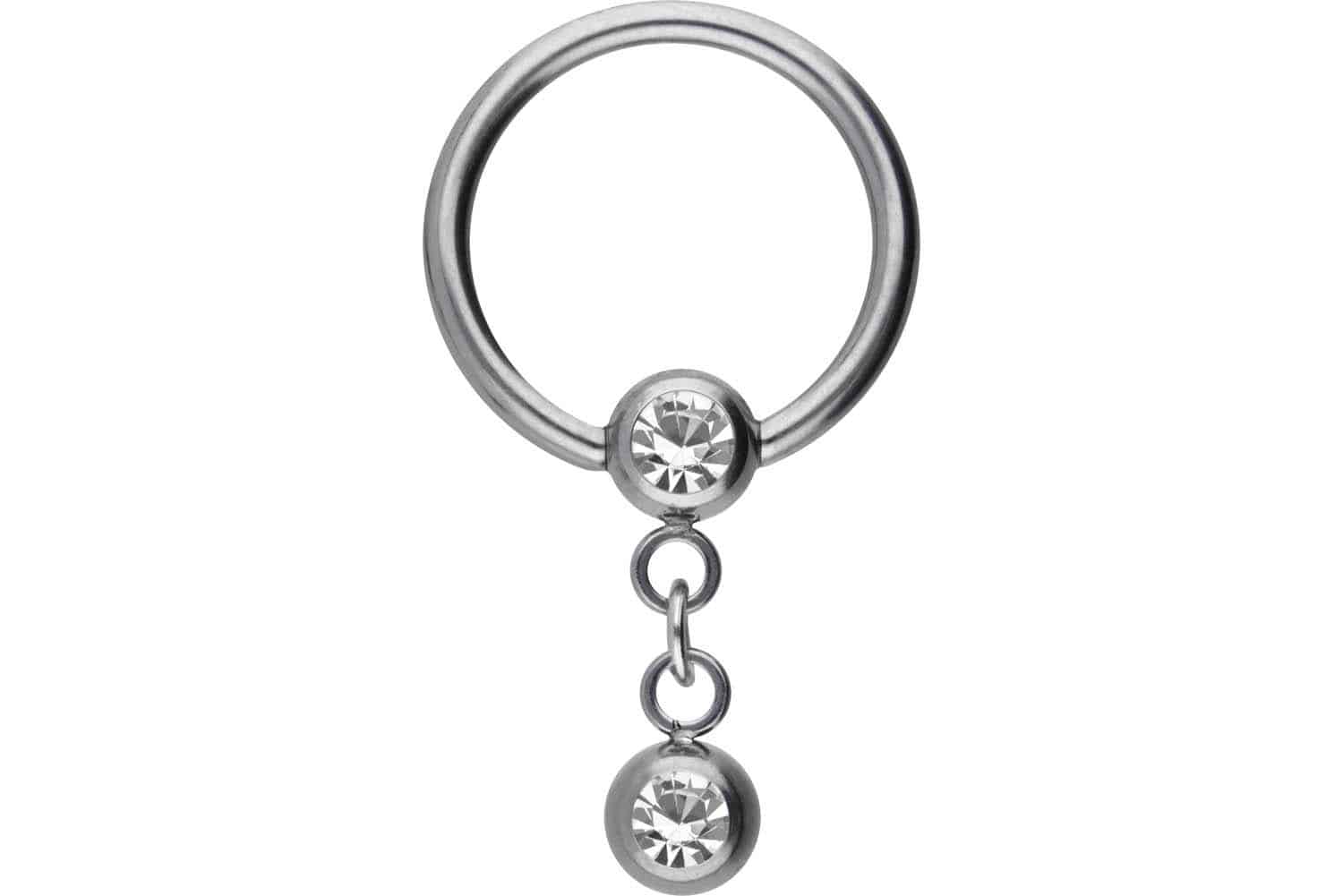 Titanium ball closure ring TWO CRYSTALS ++SALE++