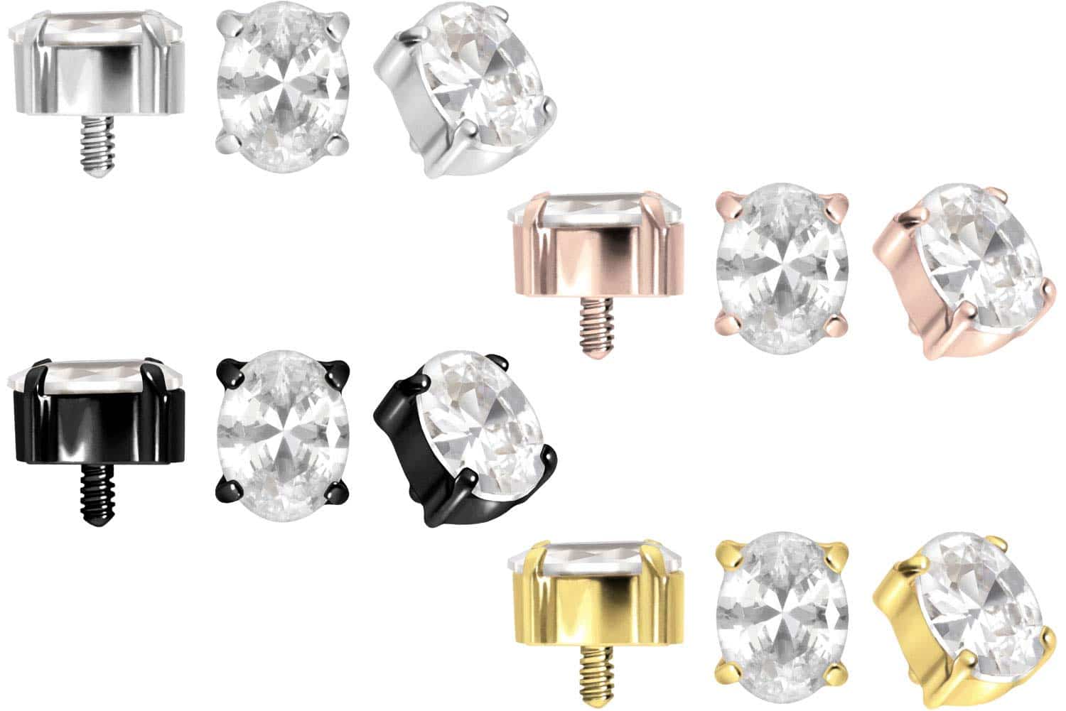 Titanium screw-in attachment with external thread SETTED CRYSTAL OVAL