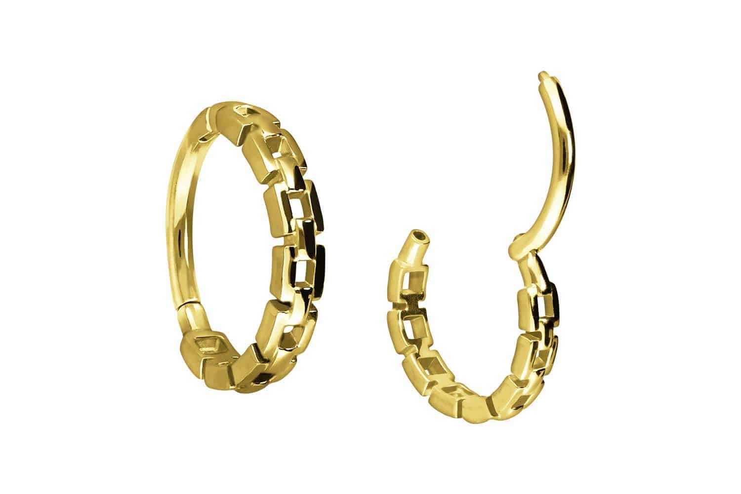 18 carat gold segment ring clicker CHAIN DESIGN