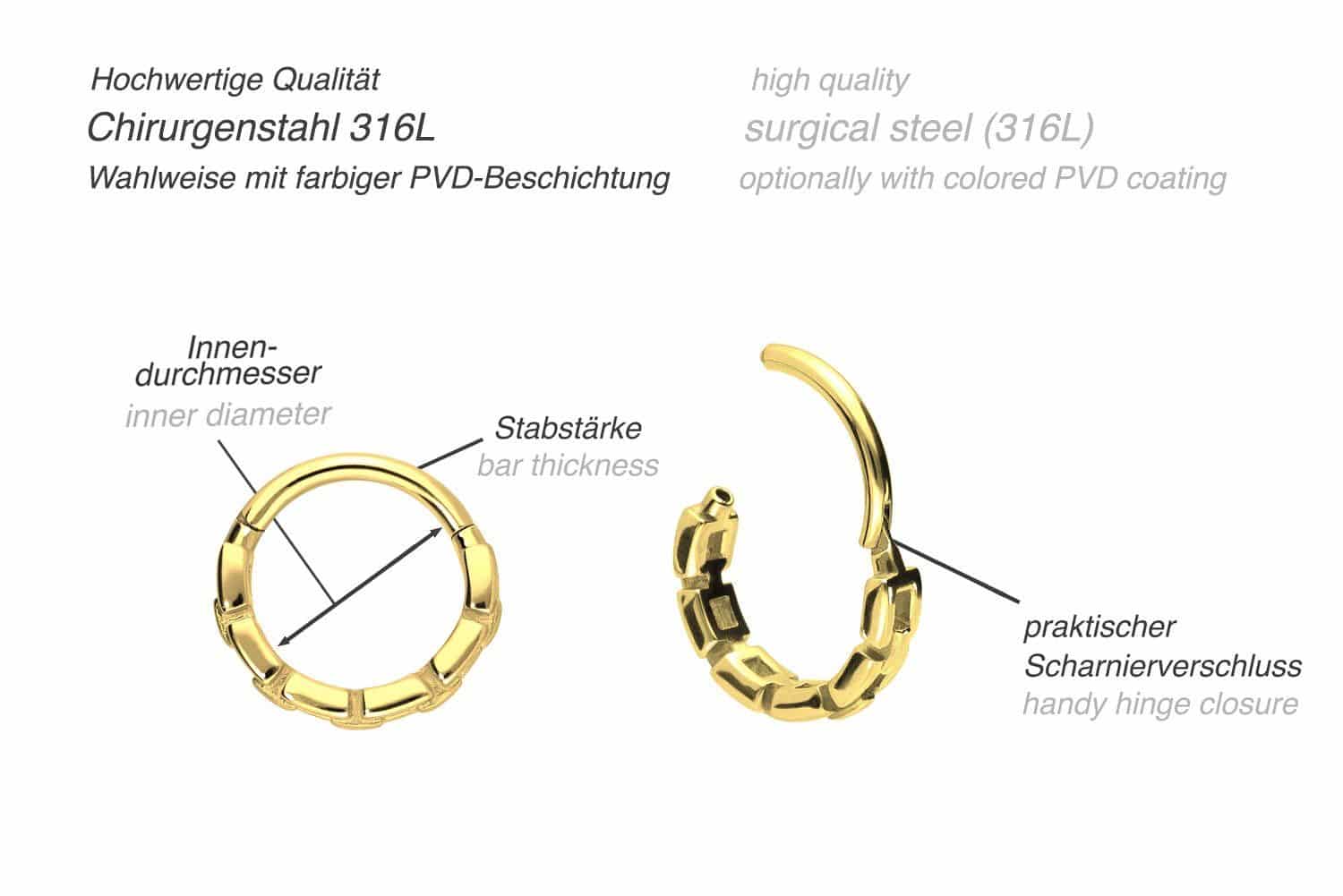 Chirurgenstahl Segmentring Clicker KETTEN-DESIGN