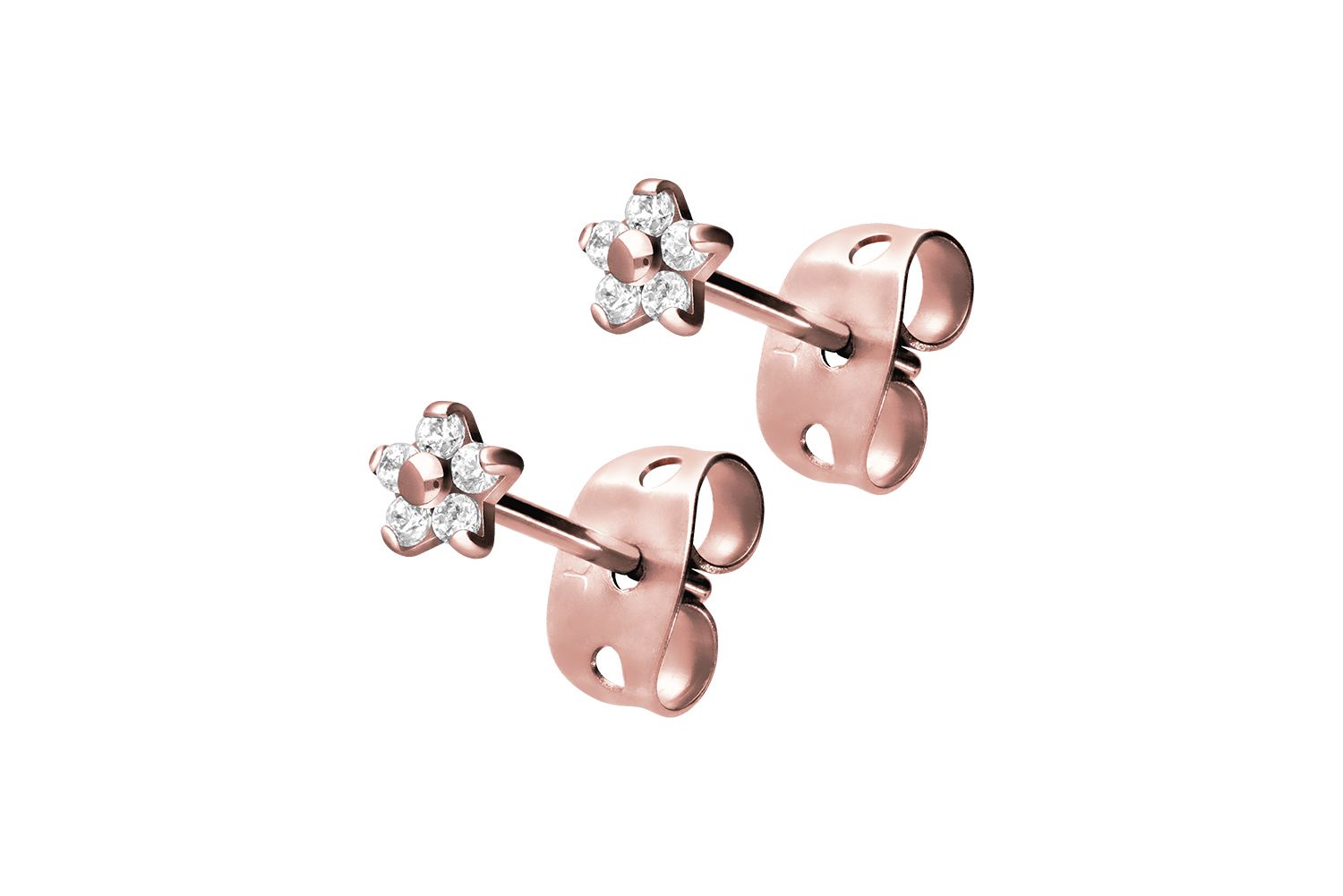 Titanium ear studs CRYSTAL FLOWER