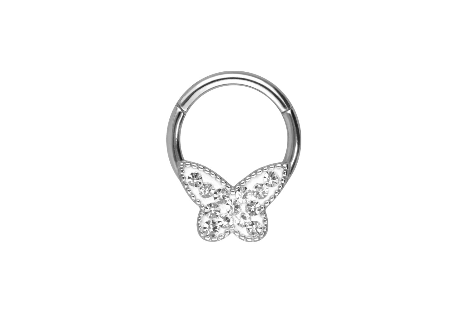 Surgical steel segment ring clicker CRYSTAL BUTTERFLY