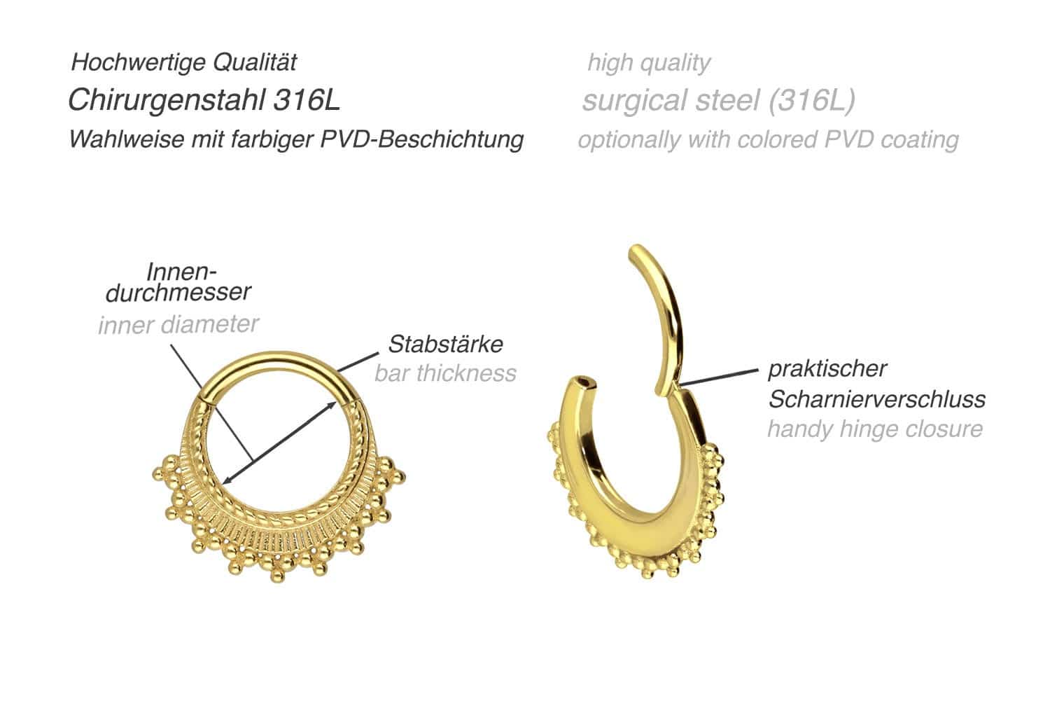 Surgical steel segment ring clicker DESIGN