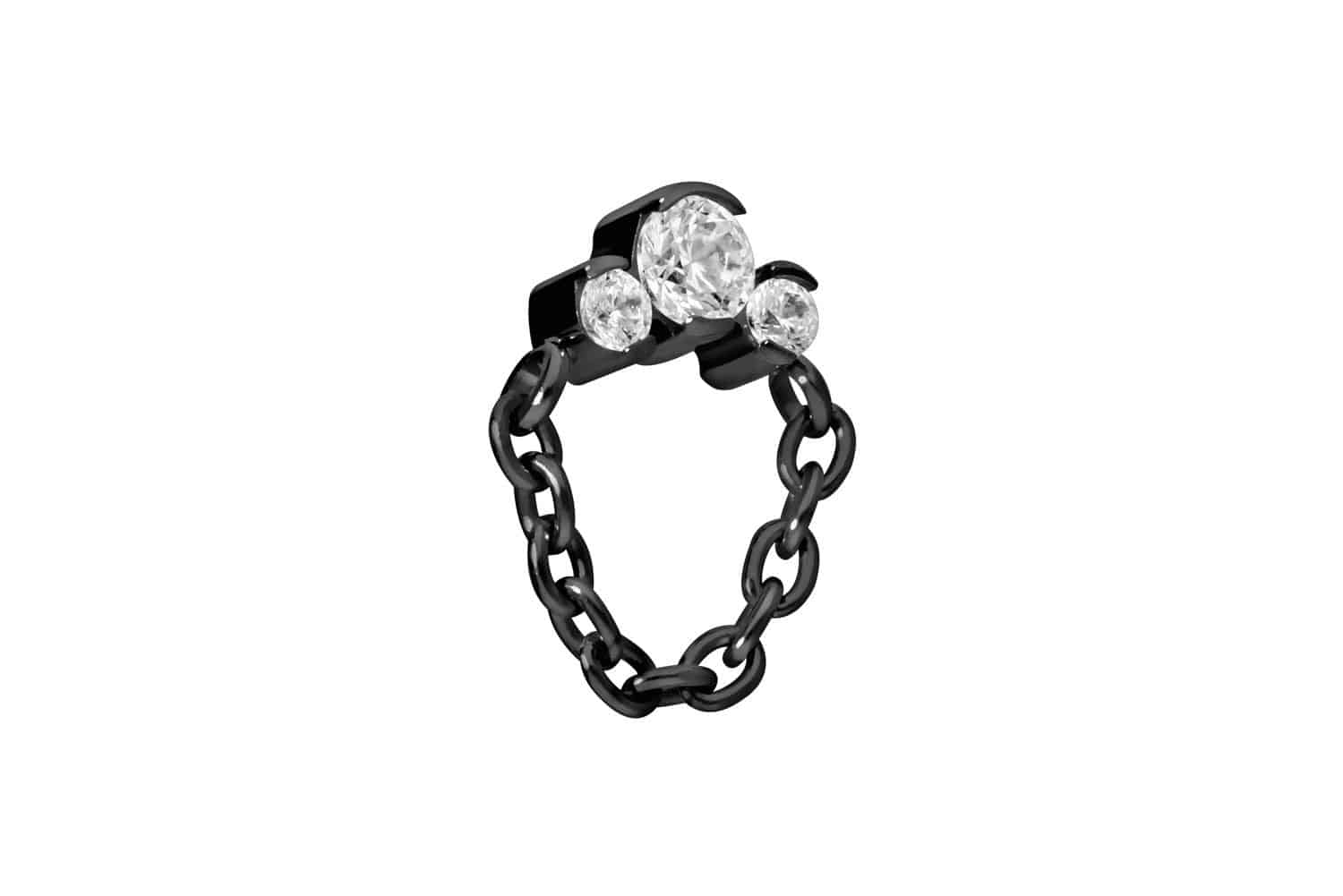 Titanium screw-in attachment with external thread 3 SETTED CRYSTALS + CHAIN