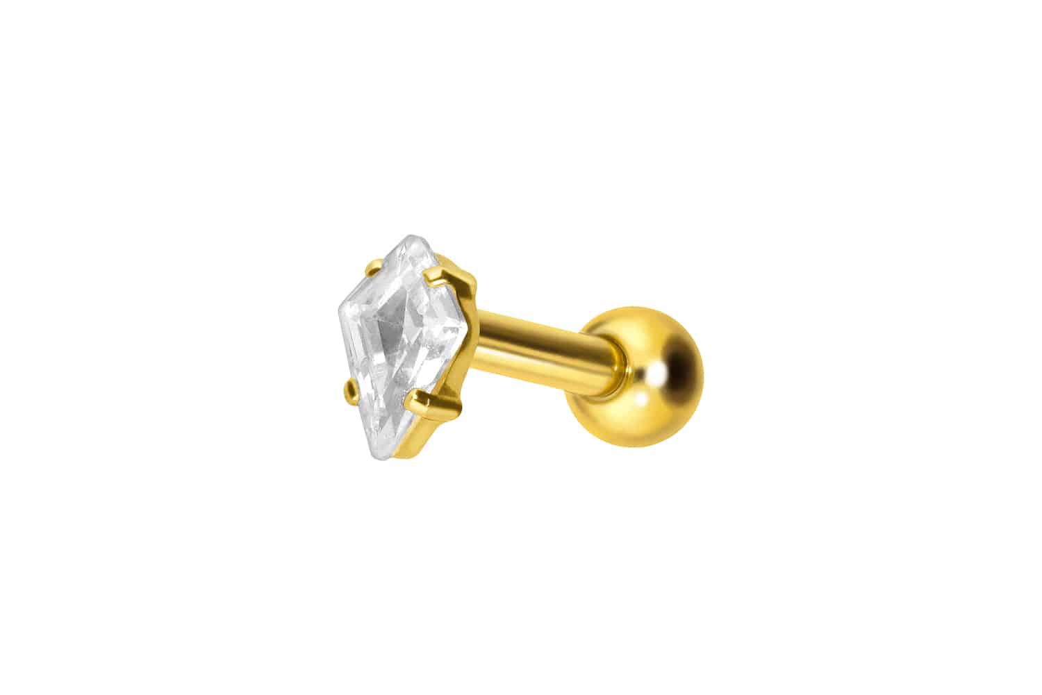 Titanium ear piercing with internal thread CRYSTAL RHOMBUS